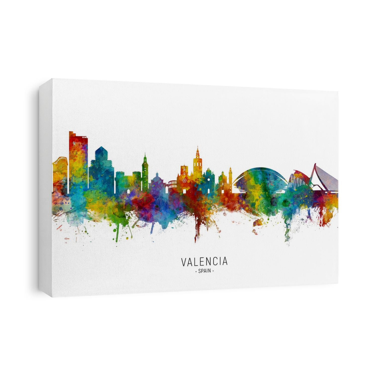 Watercolor art print of the skyline of Valencia, Spain
