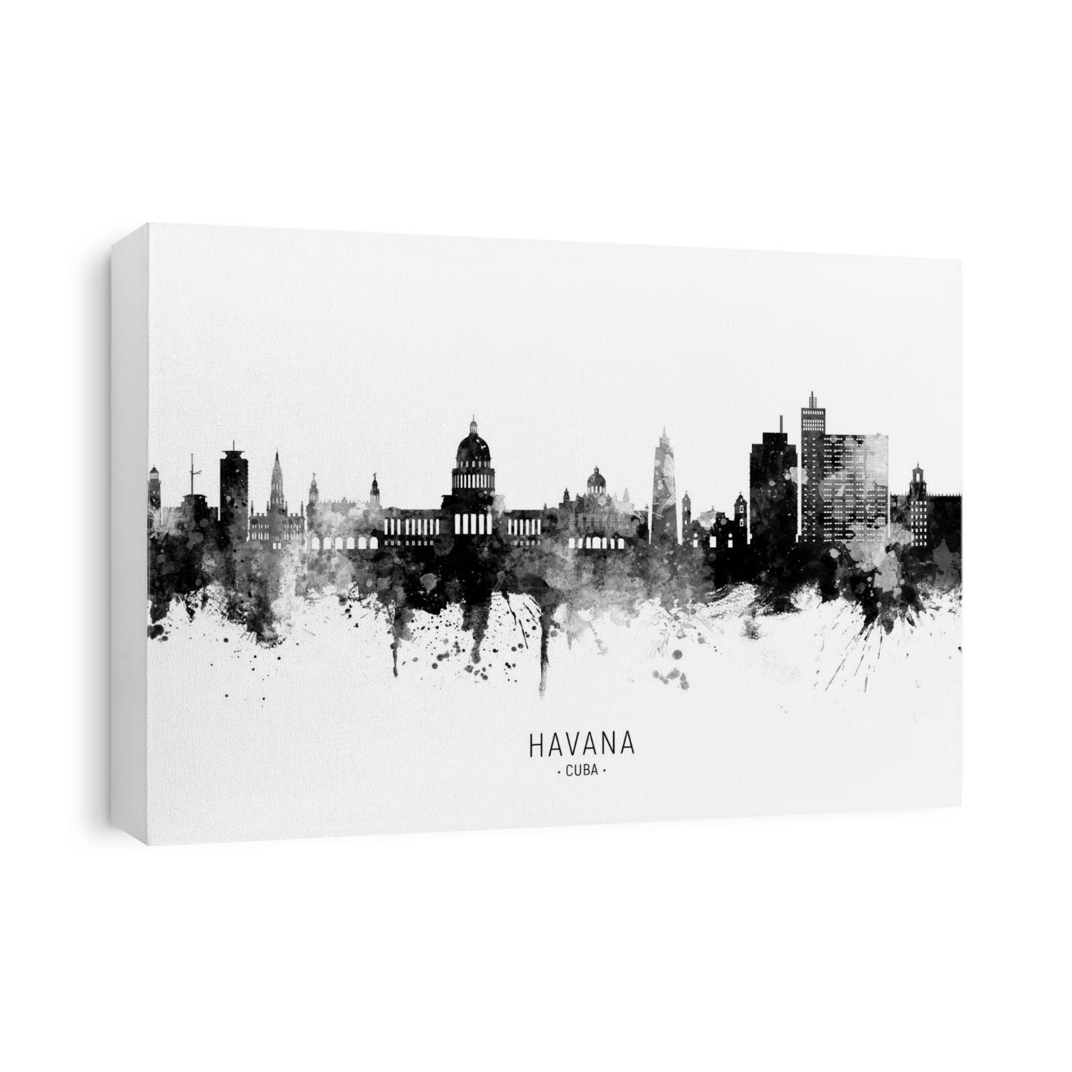 Watercolor art print of the skyline of Havana, Cuba