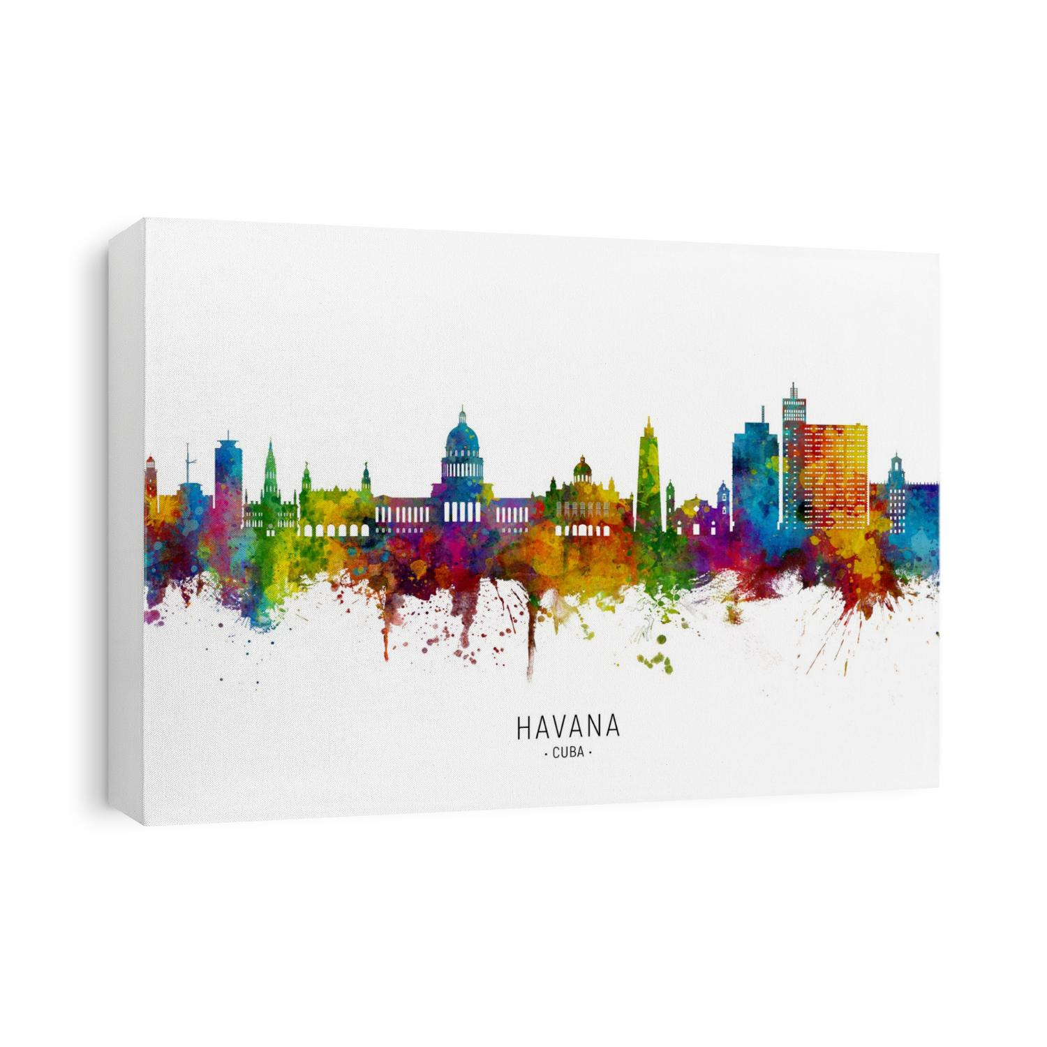Watercolor art print of the skyline of Havana, Cuba