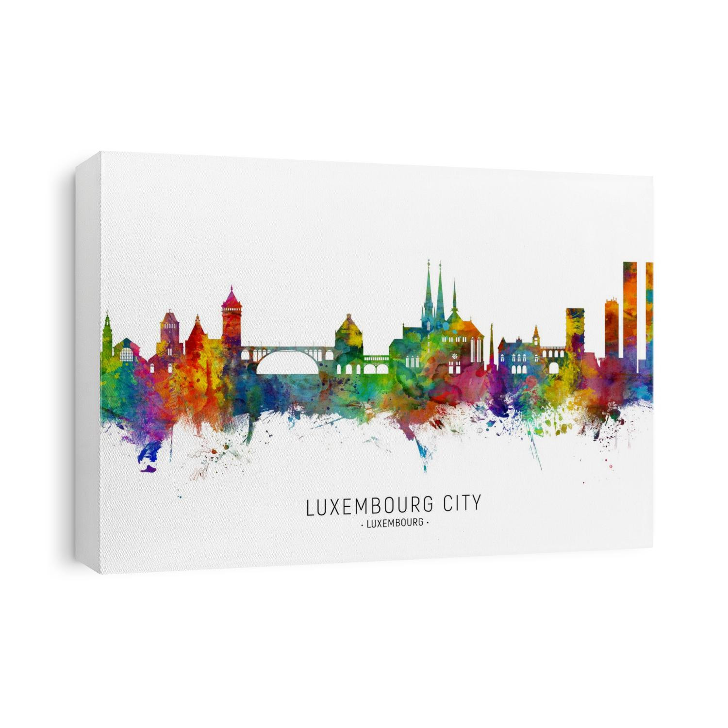 Watercolor art print of the skyline of Luxembourg City, Luxembourg