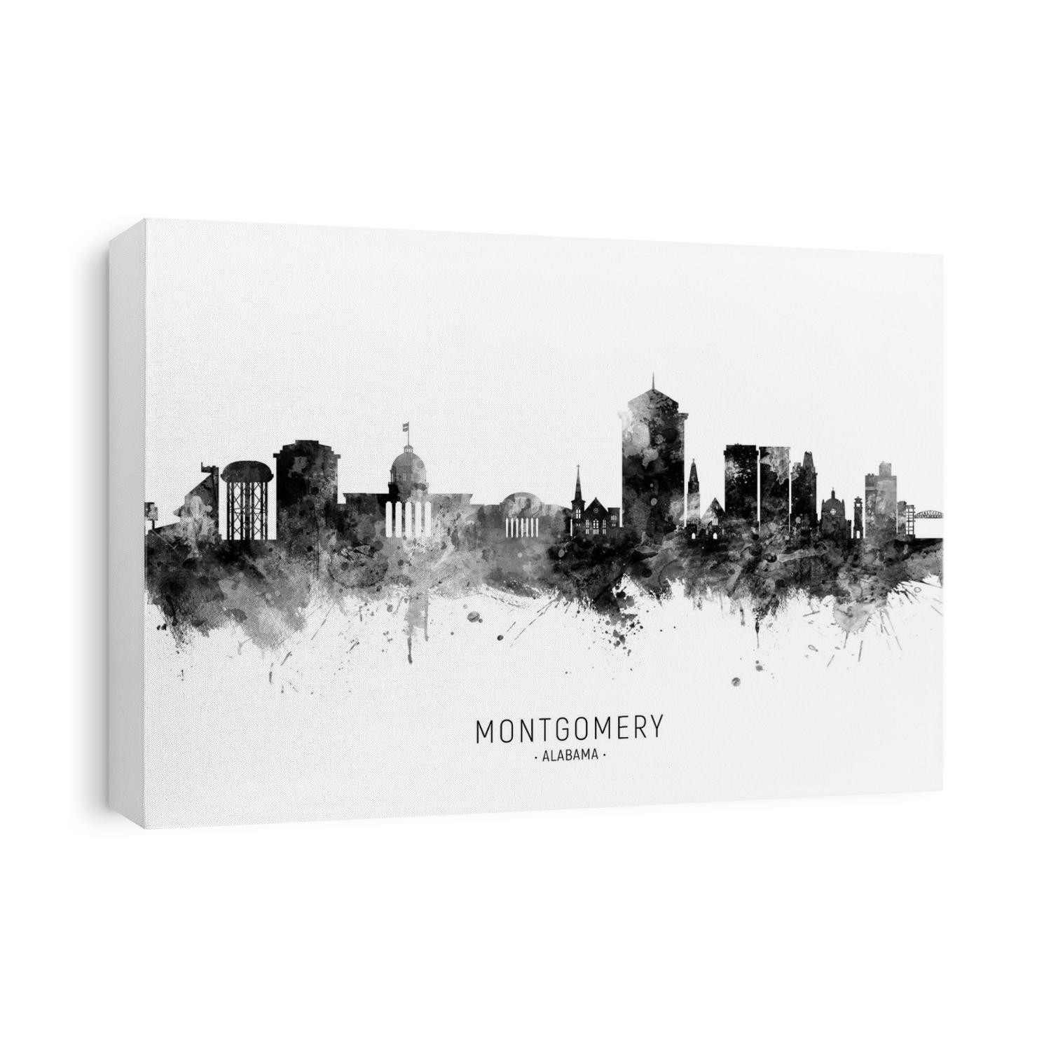Watercolor art print of the skyline of Montgomery, Alabama, United States