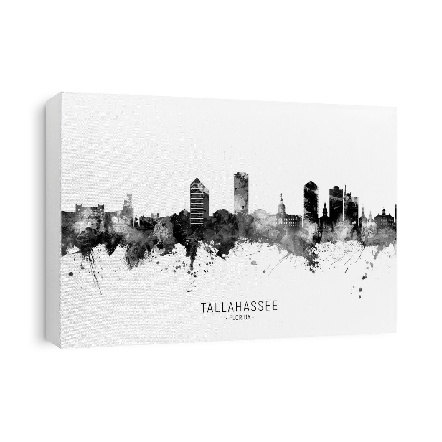 Watercolor art print of the skyline of Tallahassee, Florida, United States