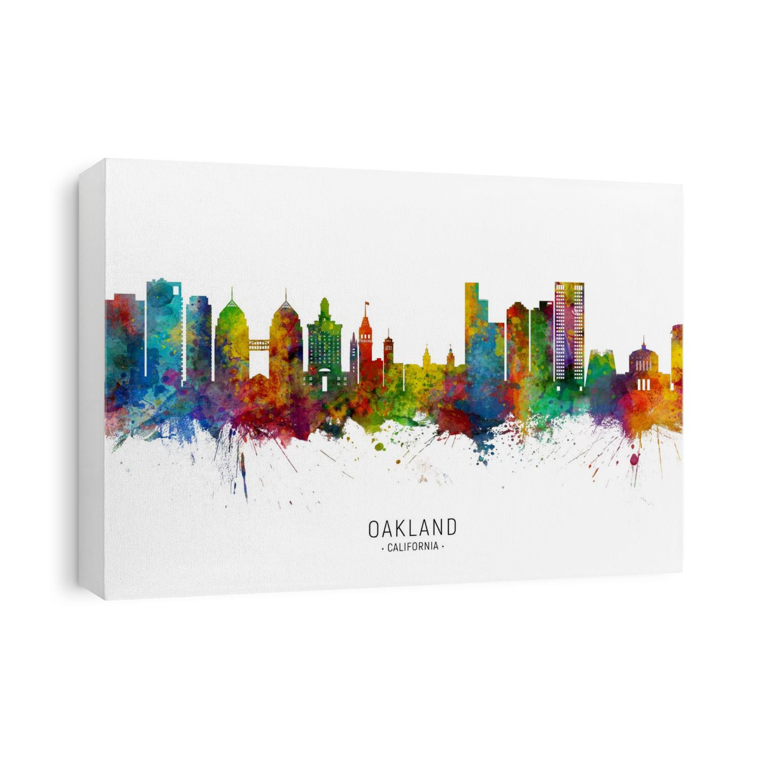 Watercolor art print of the skyline of Oakland, California, United States