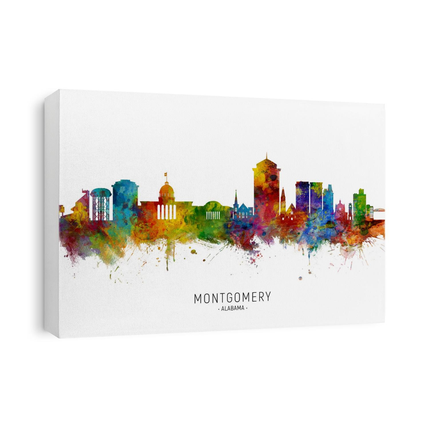 Watercolor art print of the skyline of Montgomery, Alabama, United States