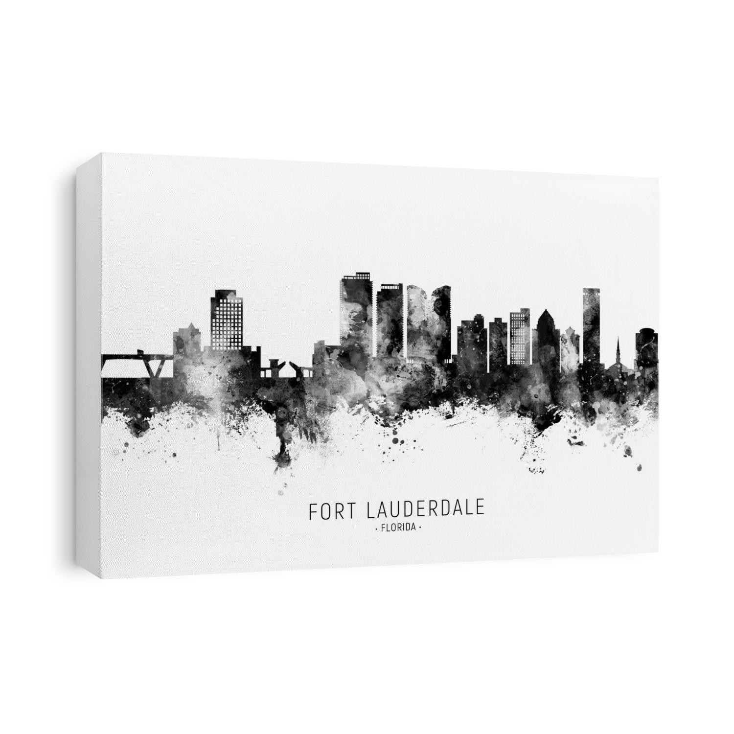 Watercolor art print of the skyline of Fort Lauderdale, Florida, United States