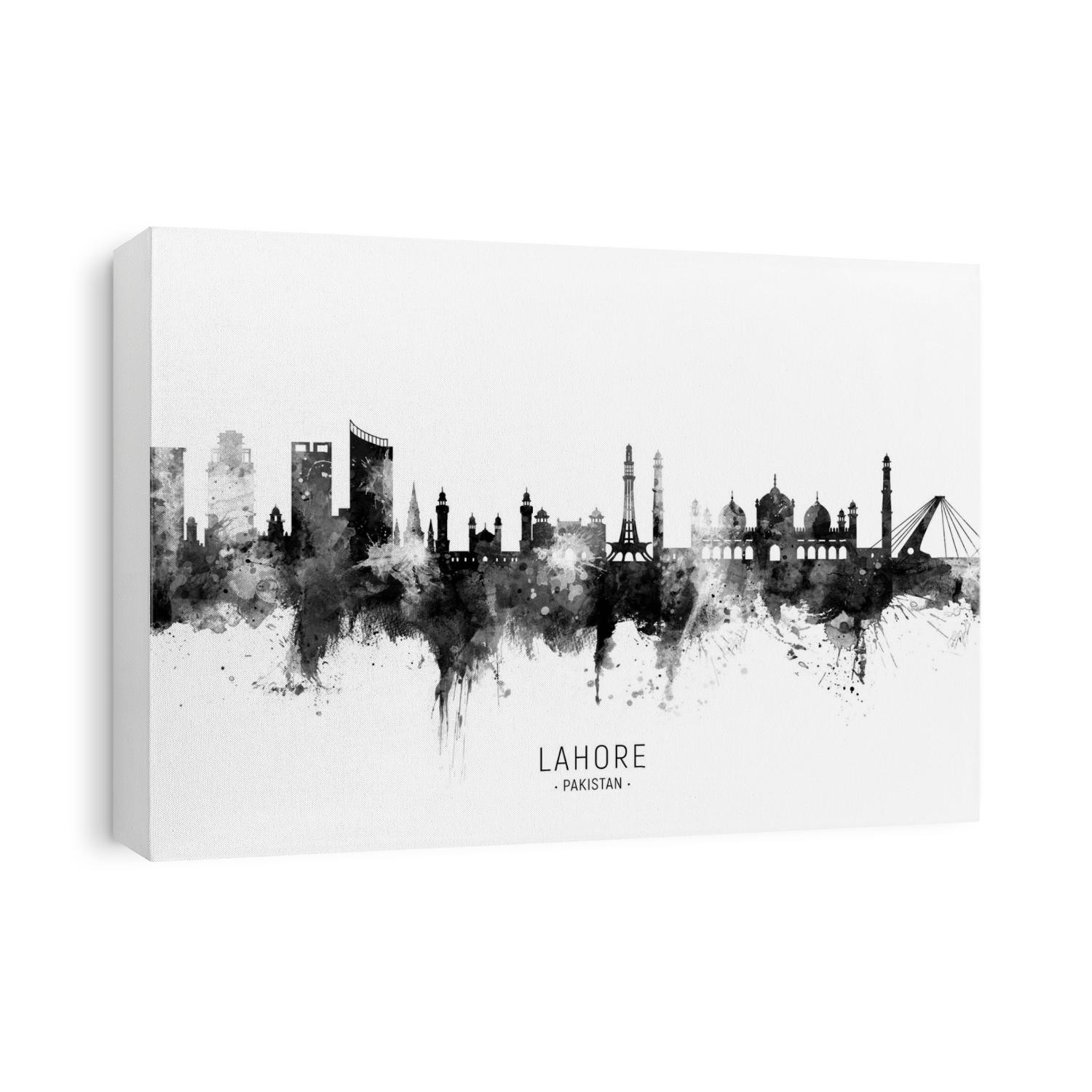Watercolor art print of the skyline of Lahore, Pakistan
