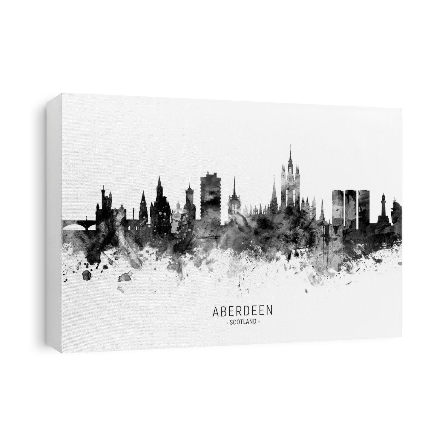 Watercolor art print of the skyline of Aberdeen, Scotland, United Kingdom