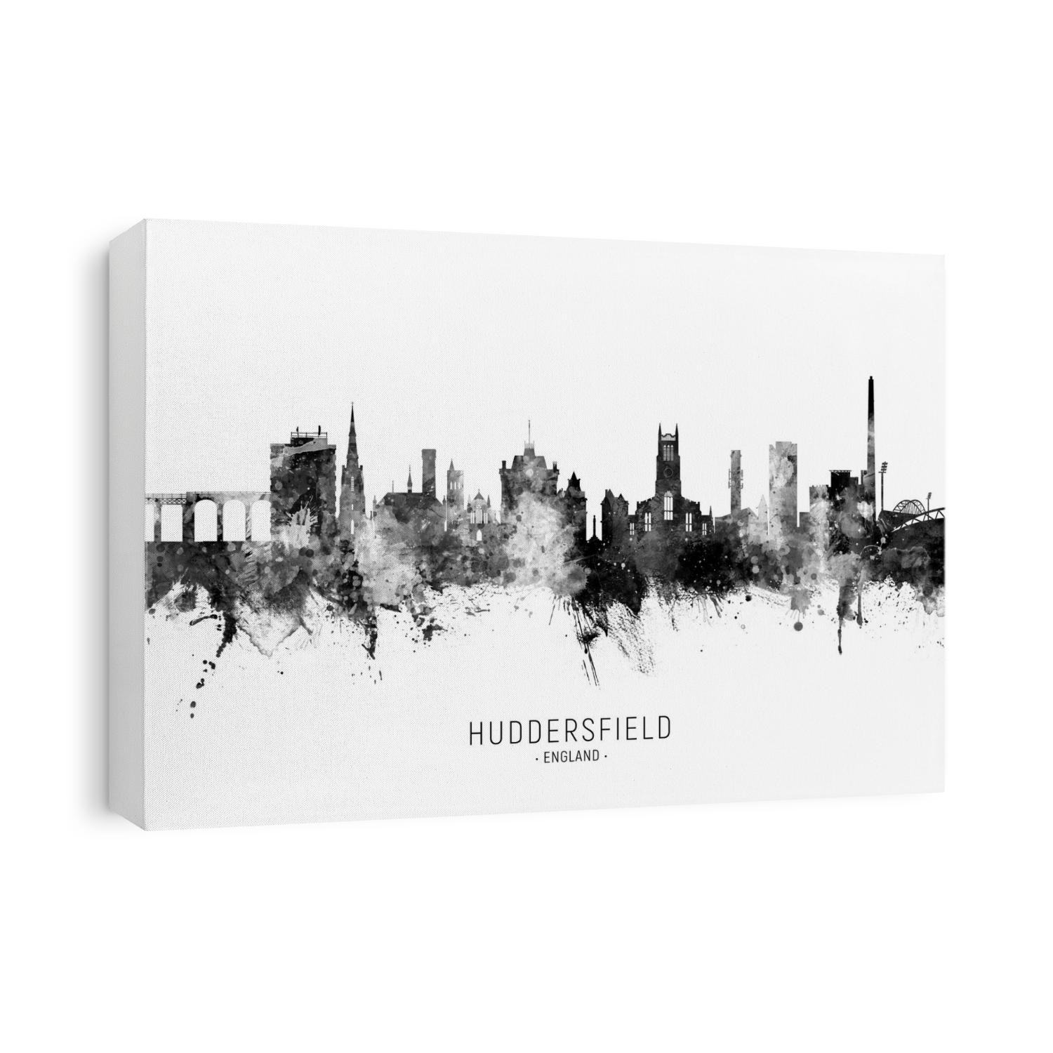 Watercolor art print of the skyline of Huddersfield, England