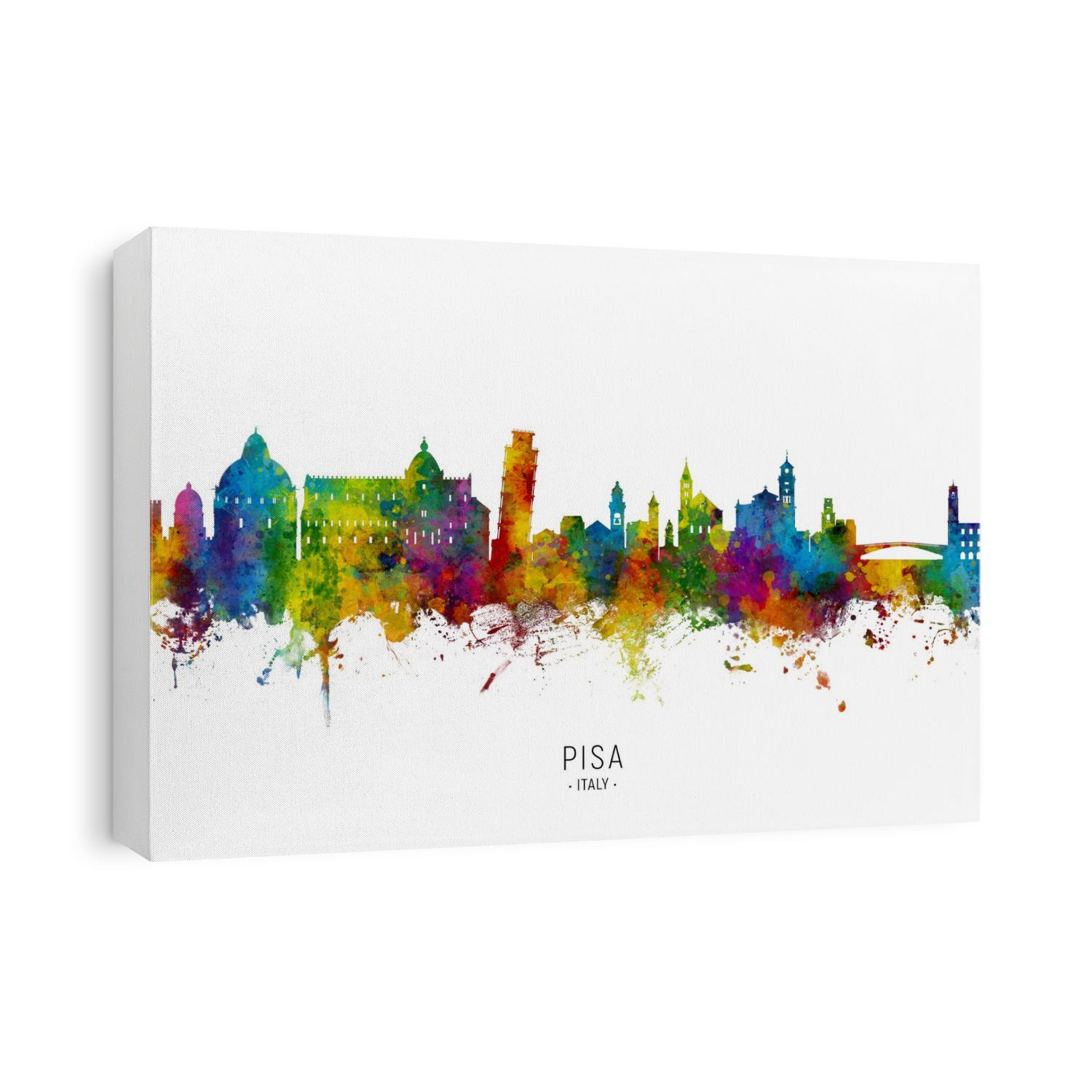 Watercolor art print of the skyline of Pisa, Italy