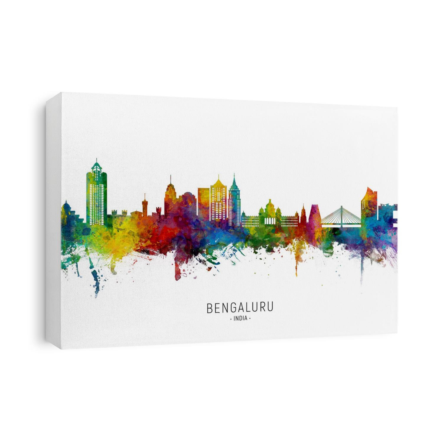 Watercolor art print of the skyline of Bengaluru, India