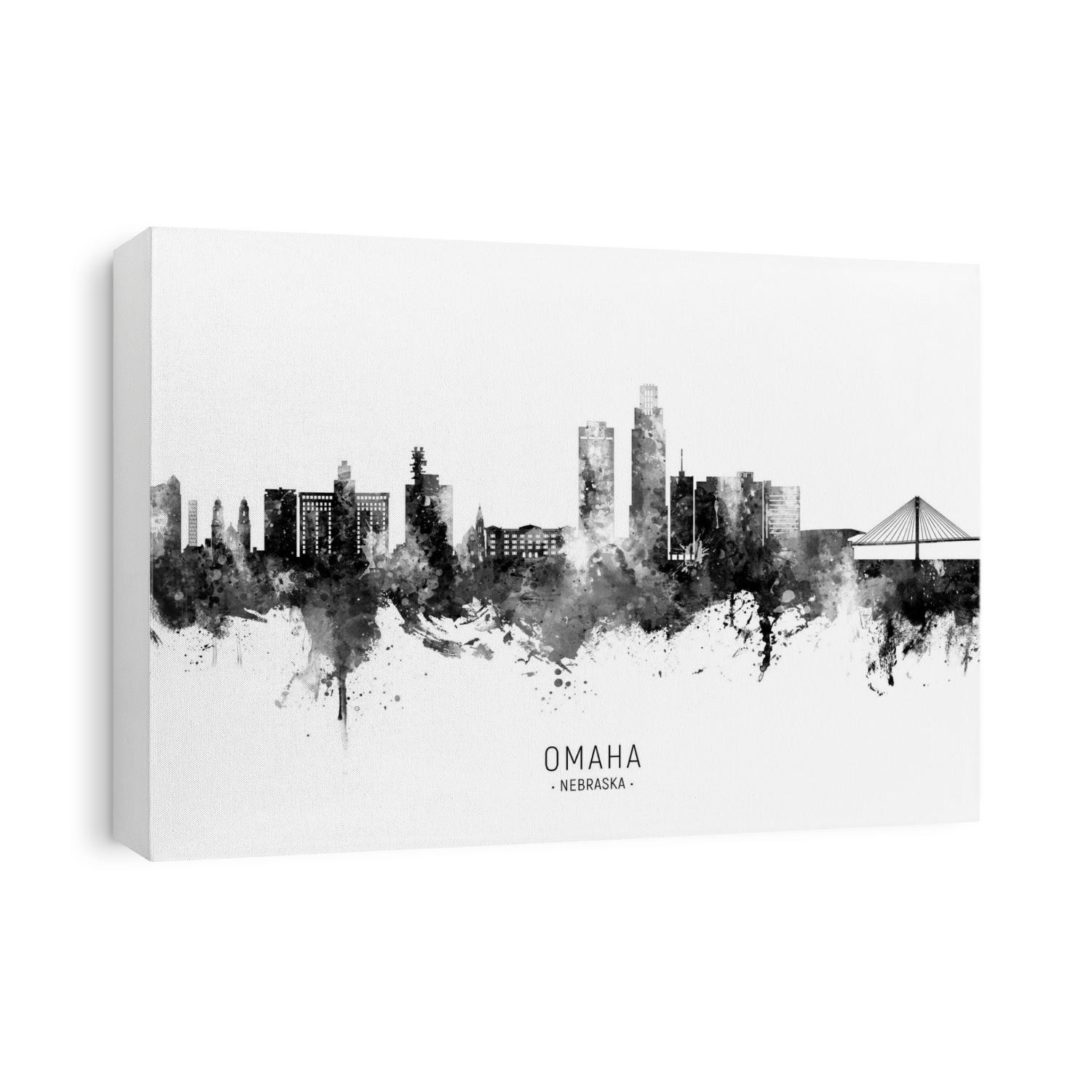 Watercolor art print of the skyline of Omaha, Nebraska