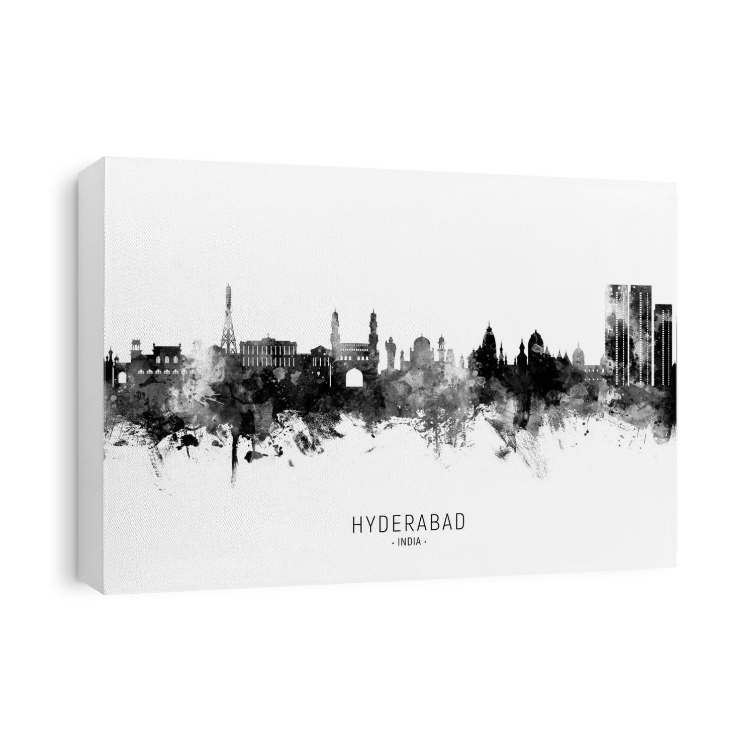 Watercolor art print of the skyline of Hyderabad, India