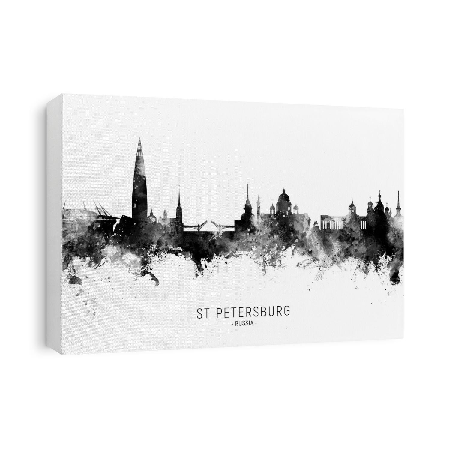 Watercolor art print of the skyline of St Petersburg, Russia