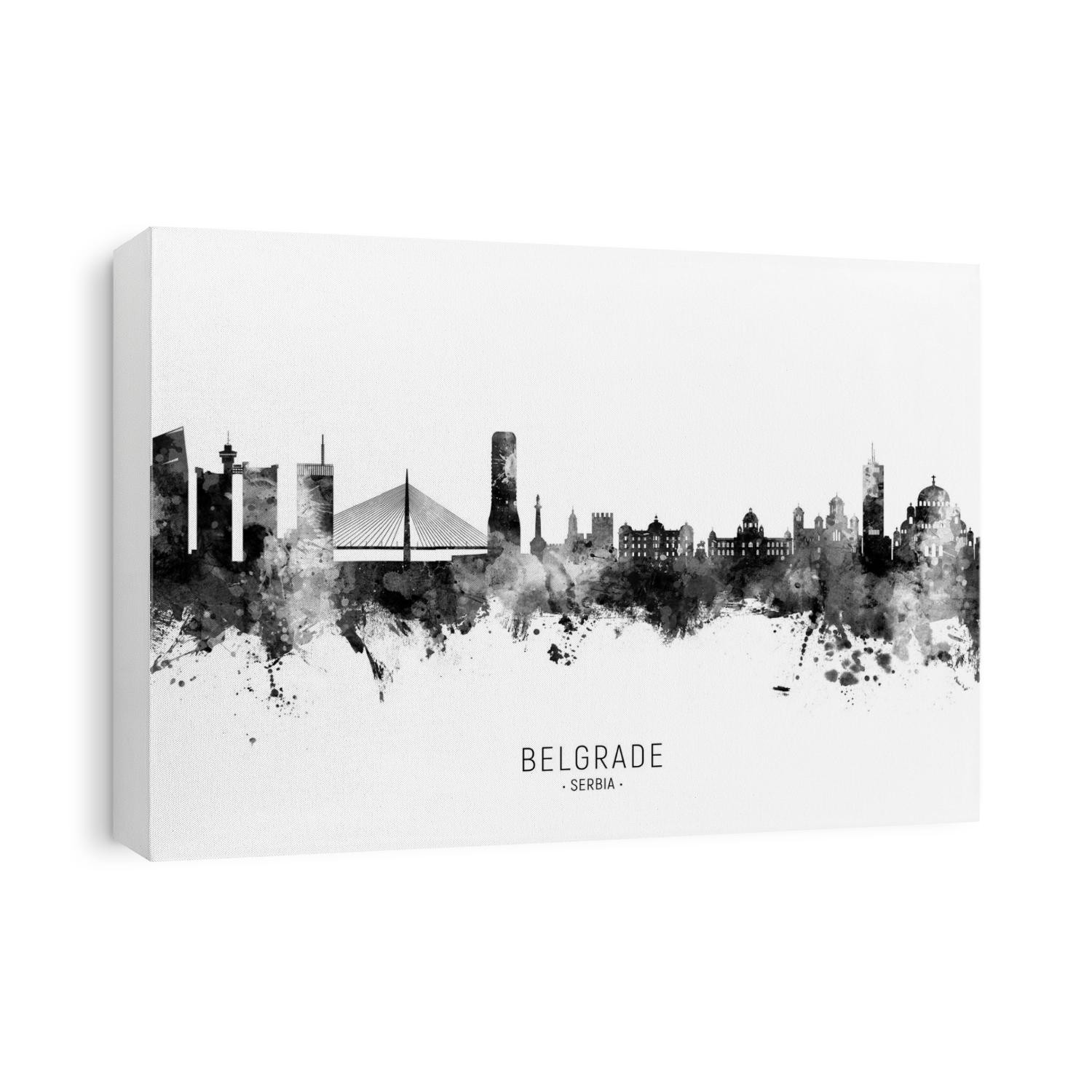Watercolor art print of the skyline of Belgrade, Serbia