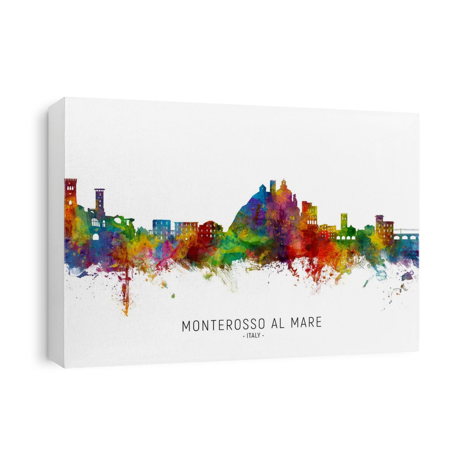 Watercolor art print of the skyline of Monterosso al Mare, Italy