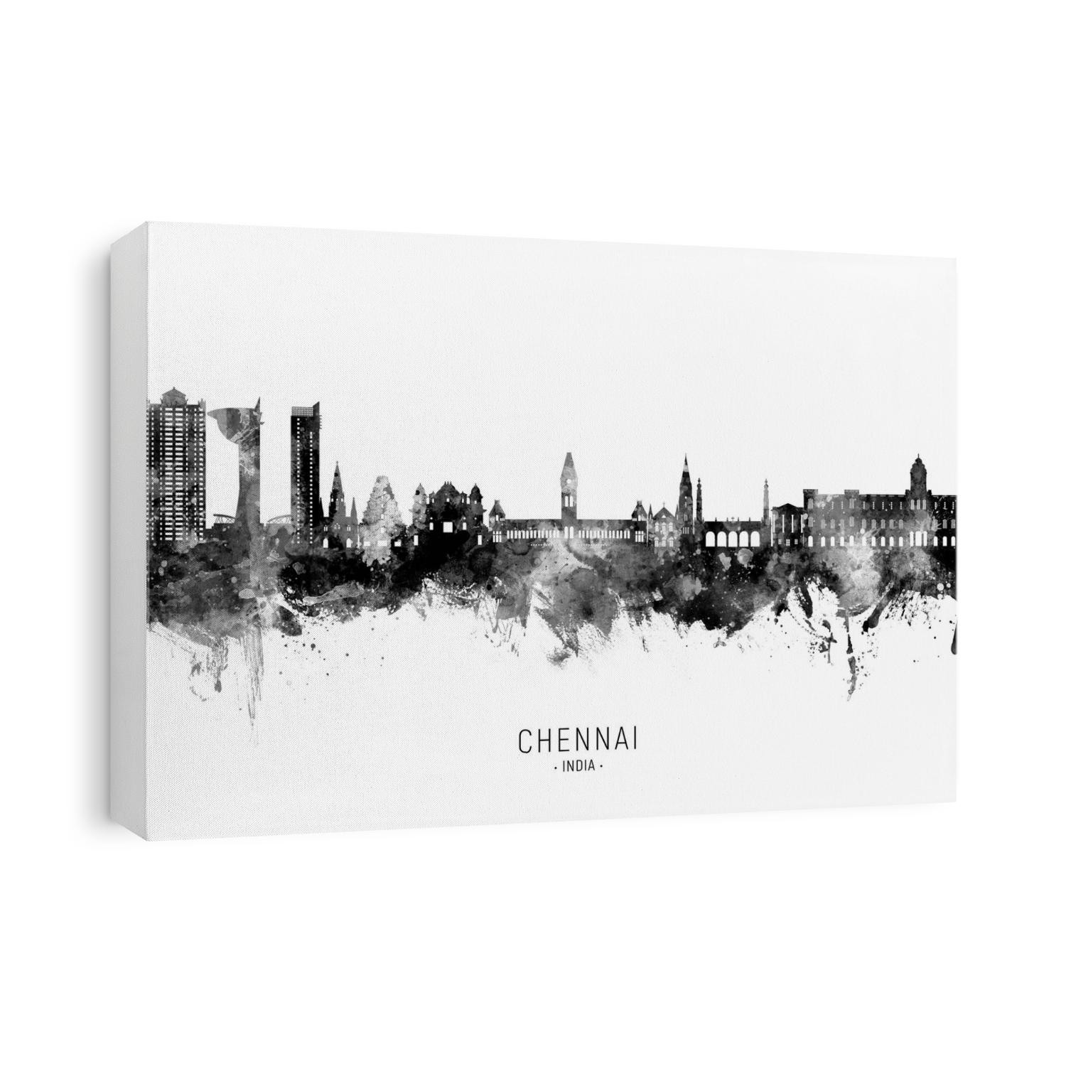 Watercolor art print of the skyline of Chennai, India