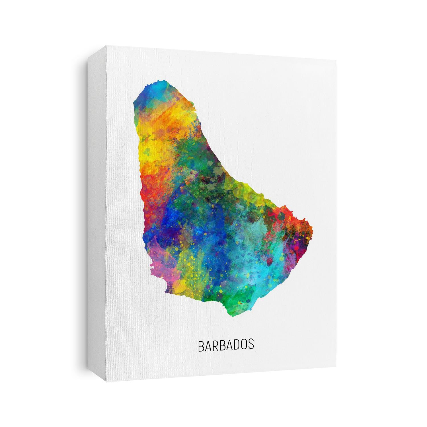 A watercolor map of Barbados