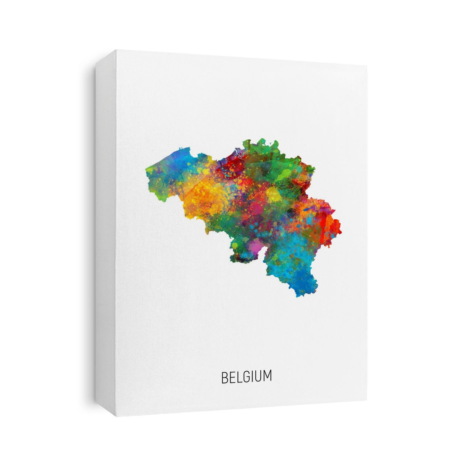 A watercolor map of Belgium