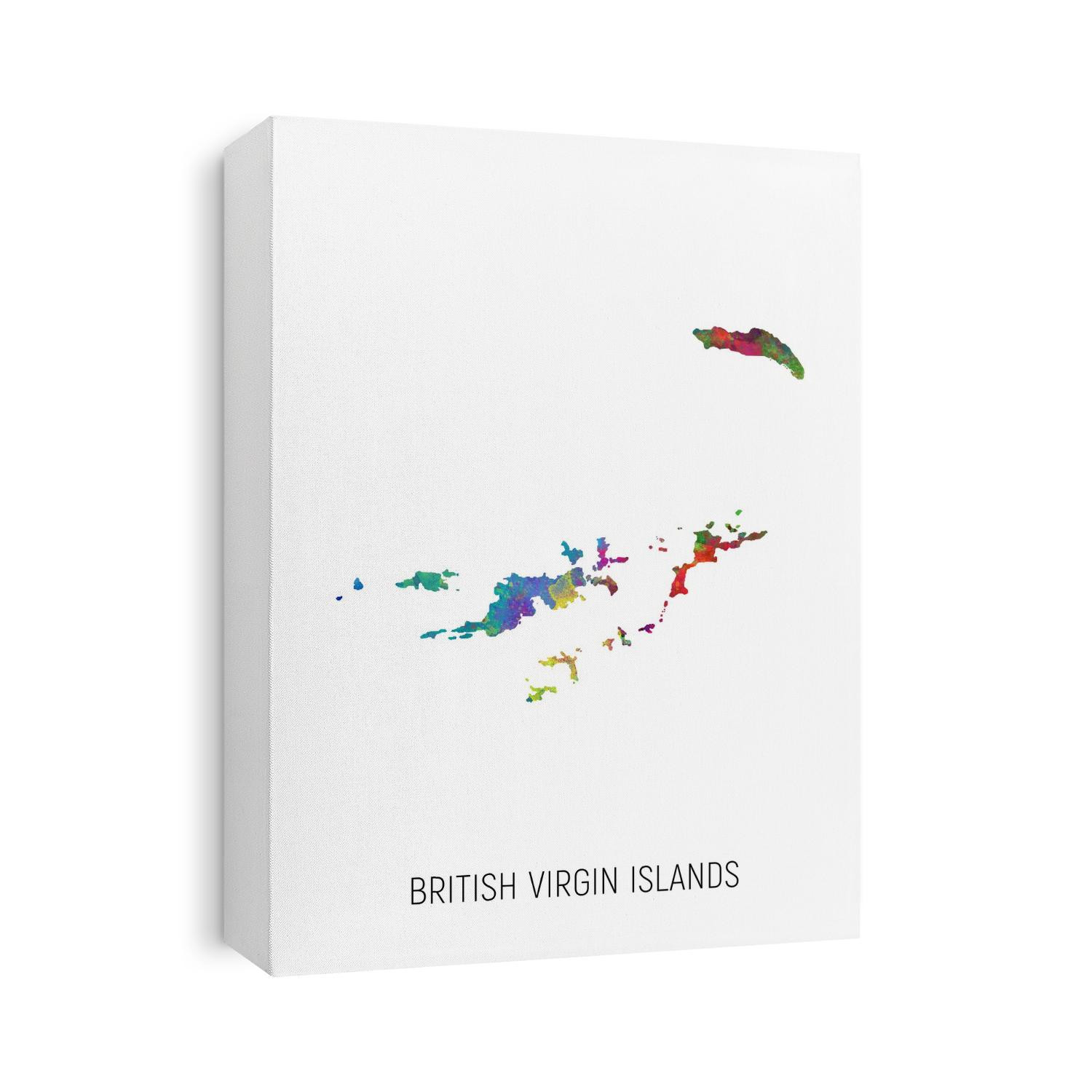 A watercolor map of British Virgin Islands
