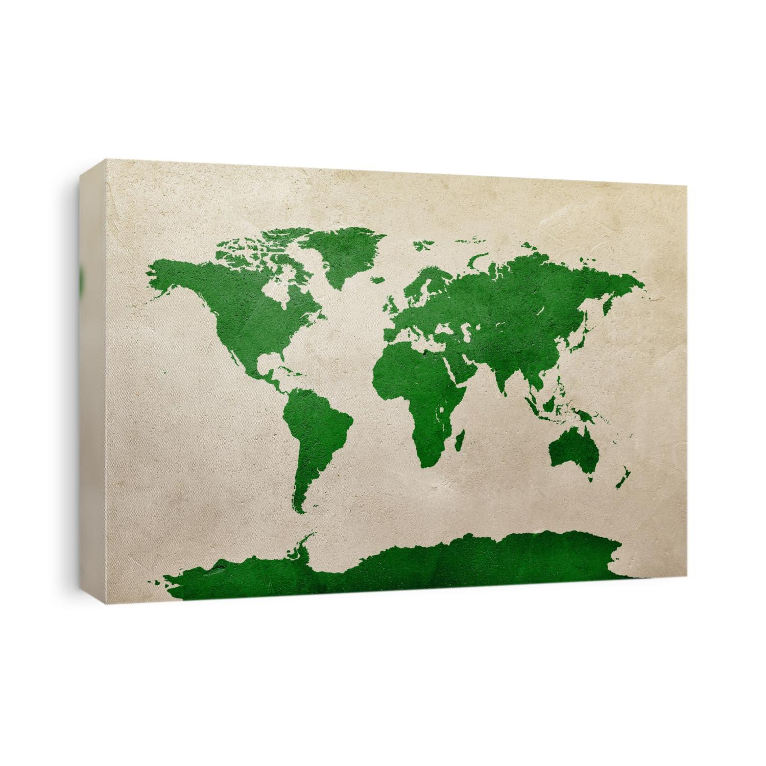 World Map Green on Concrete
