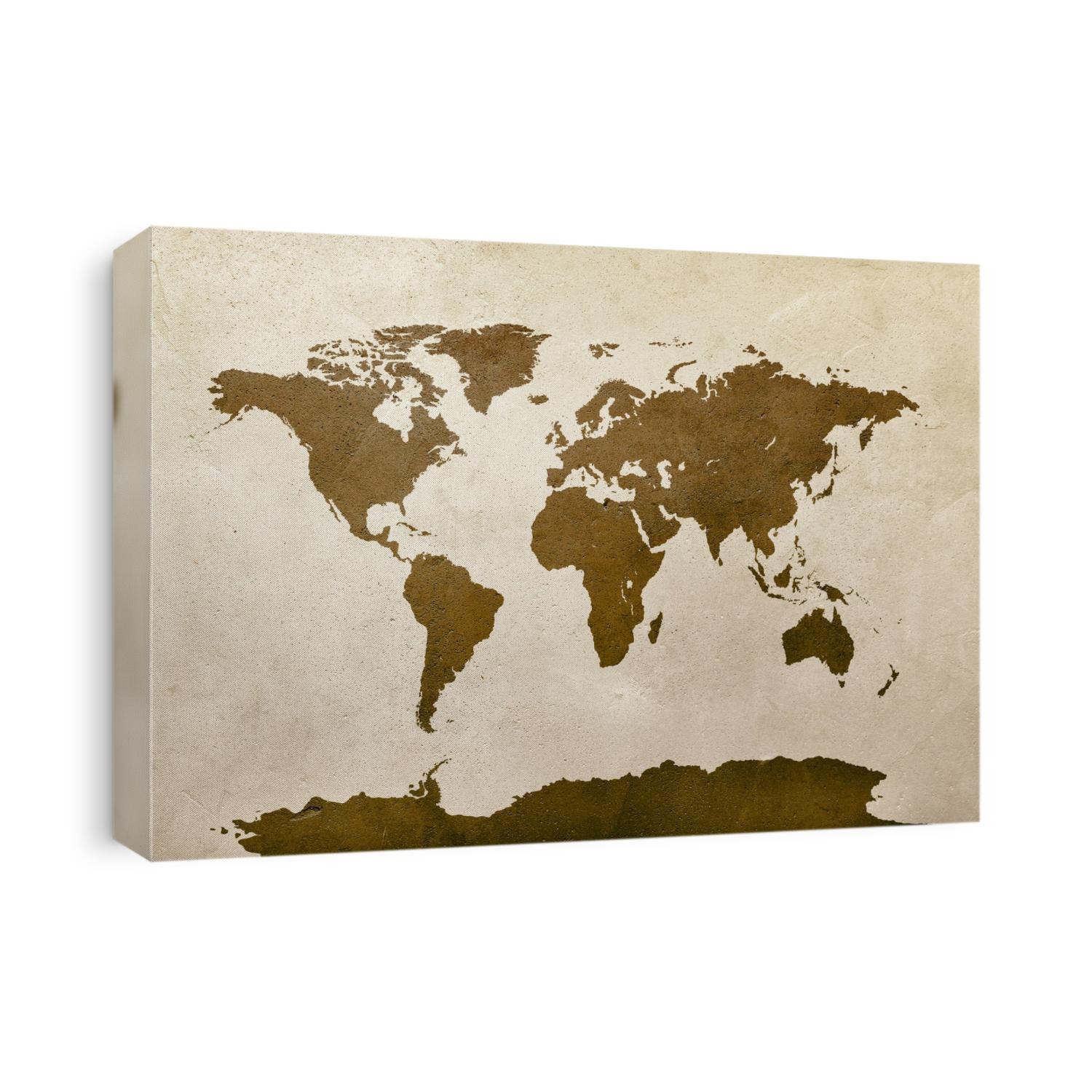 World Map Brown on Concrete