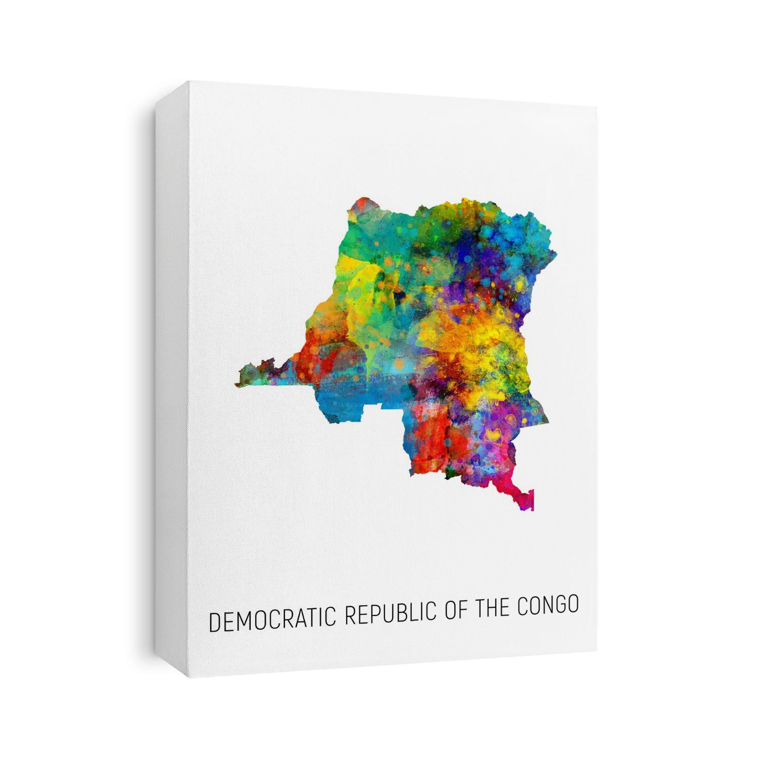 A watercolor map of Democratic Republic of the Congo