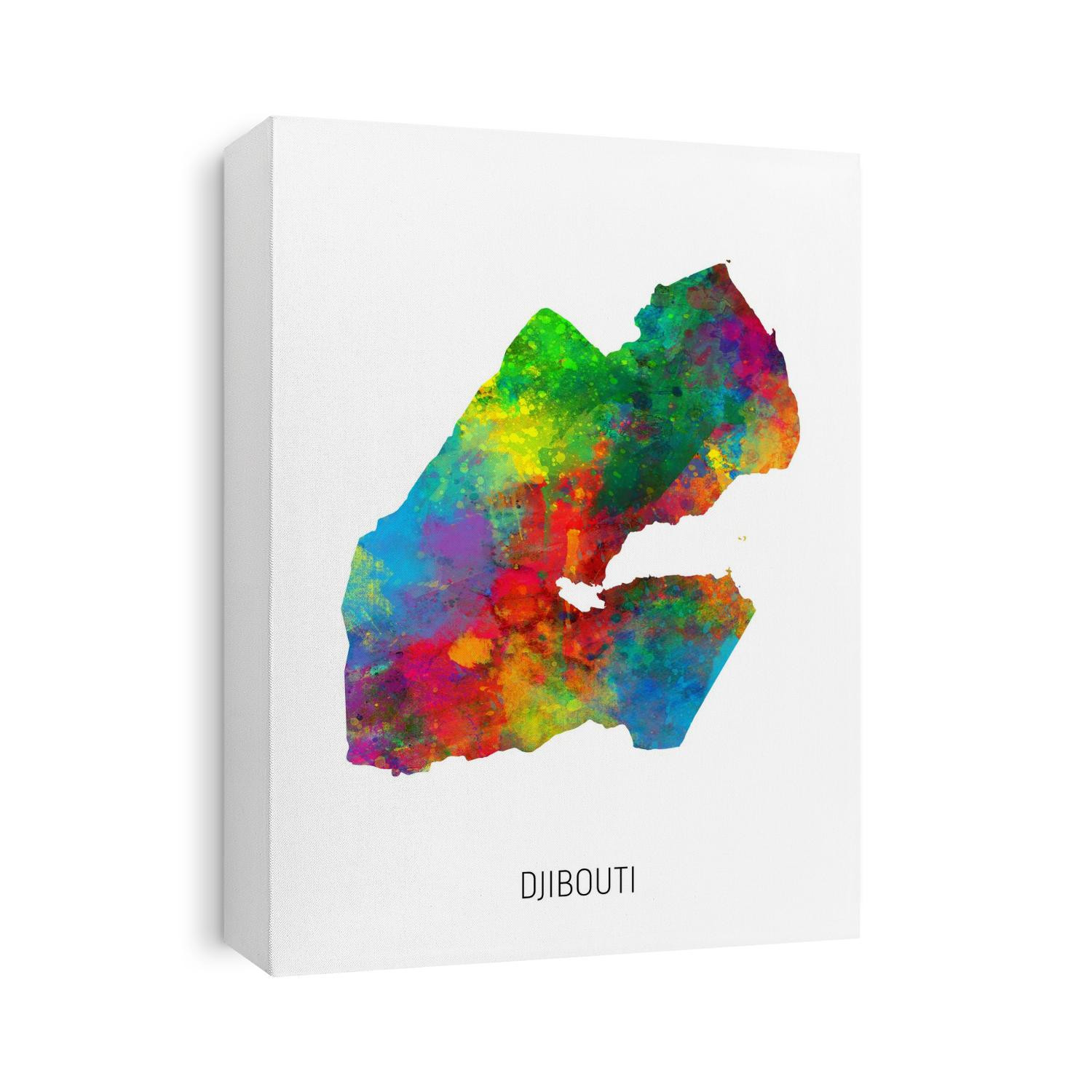 A watercolor map of Djibouti