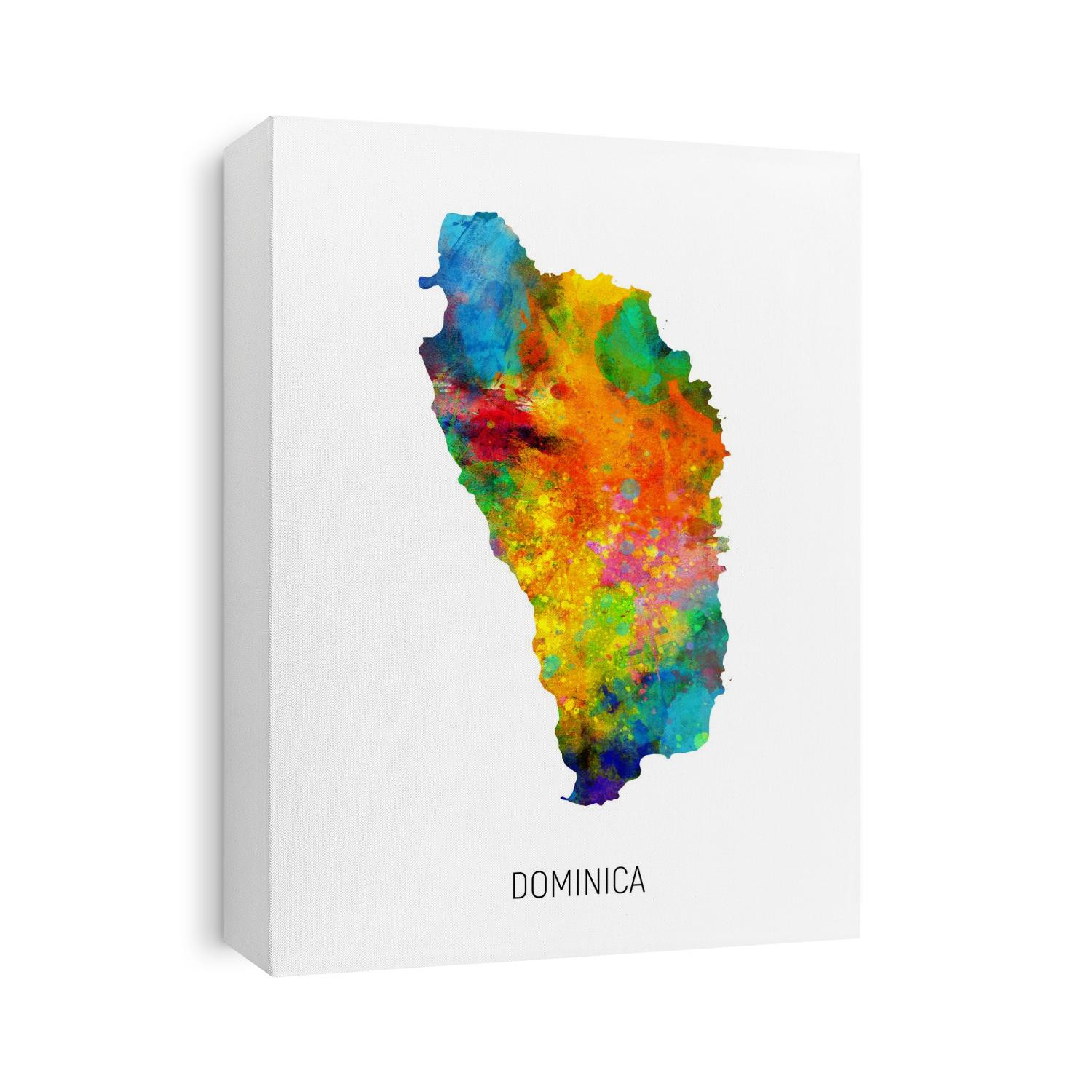 A watercolor map of Dominica