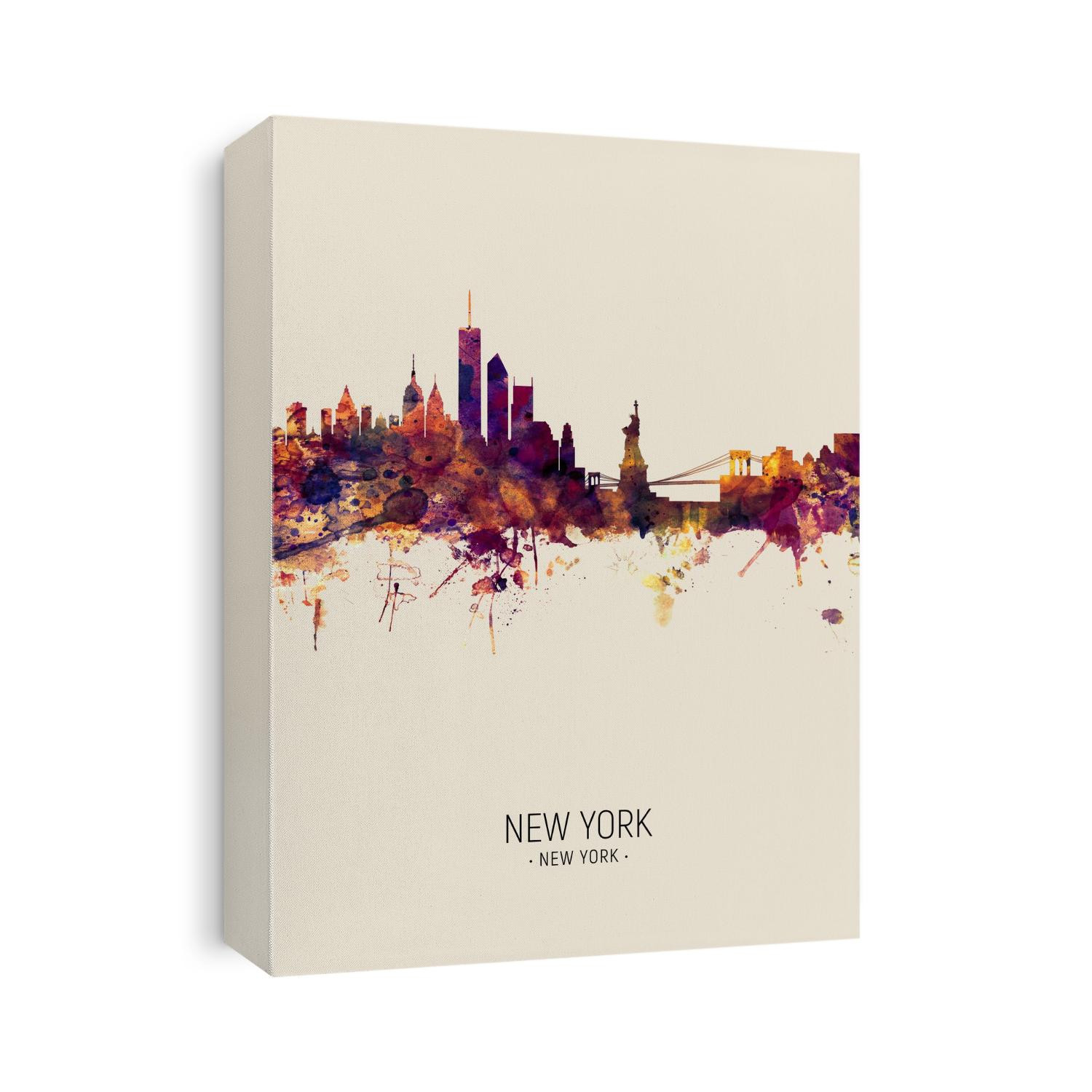Watercolor art print of the skyline of the City of New York, New York, United States