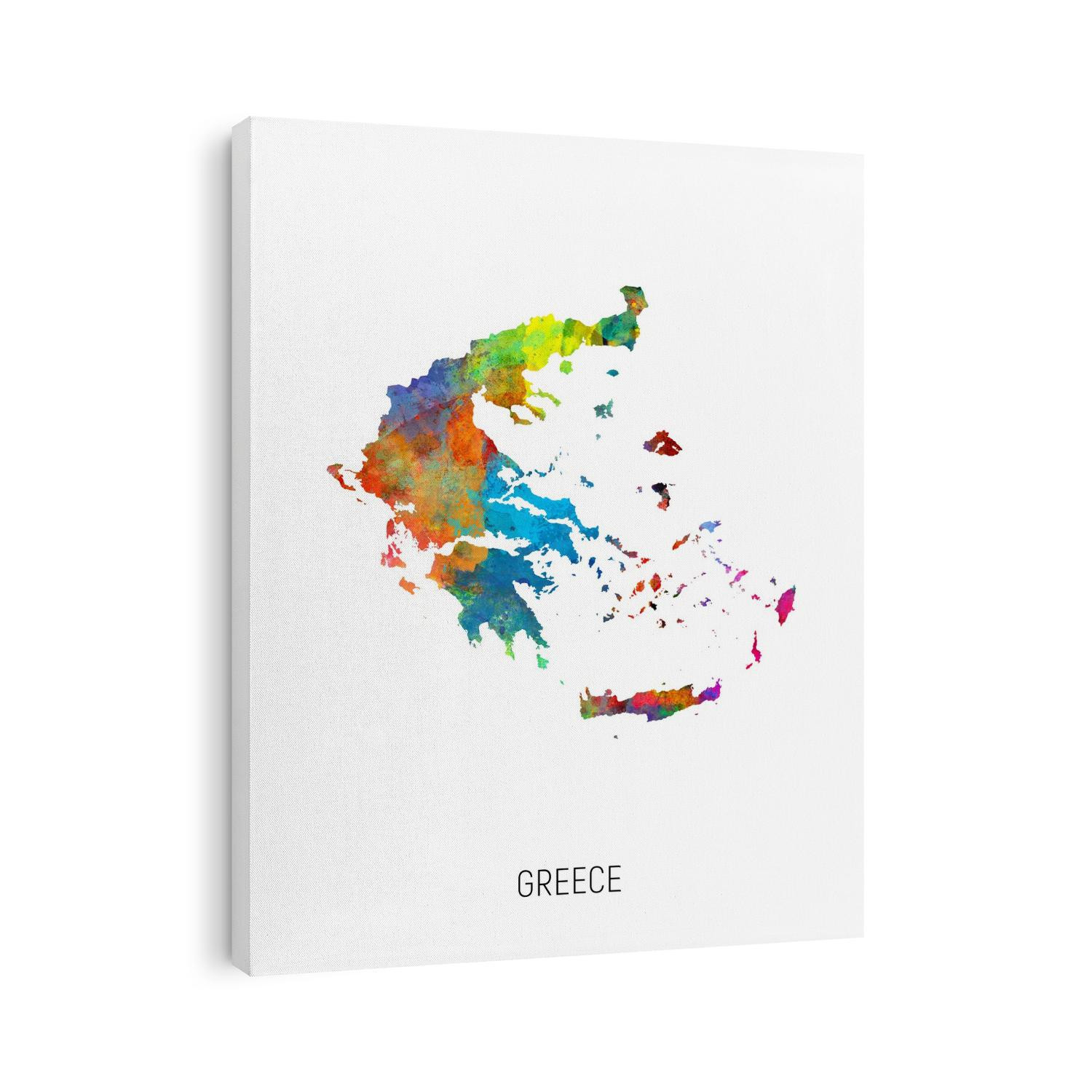 A watercolor map of Greece