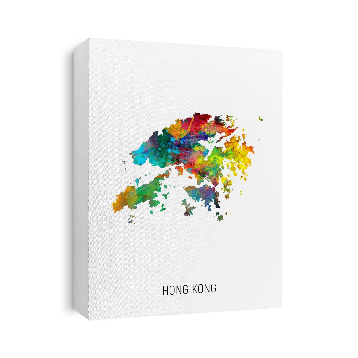 A watercolor map of Hong Kong