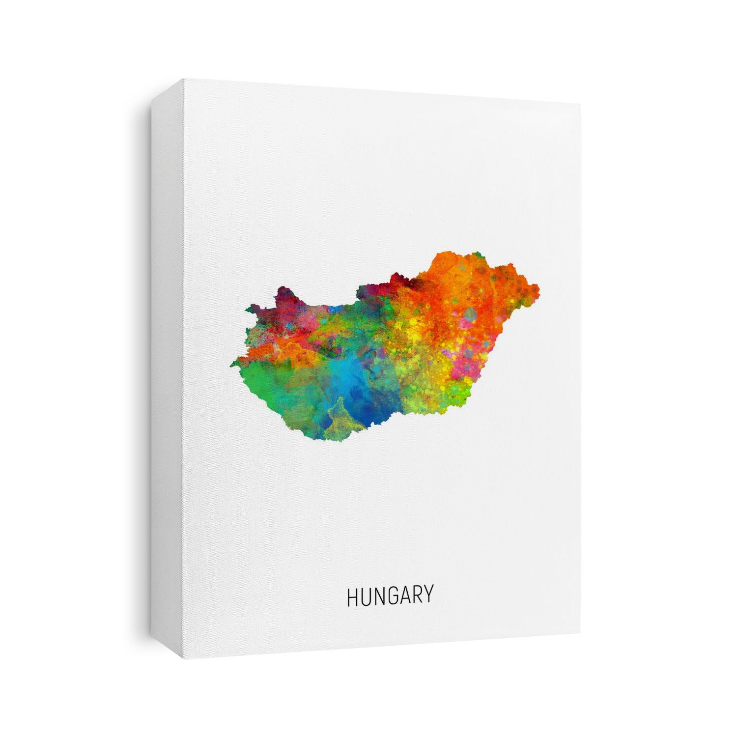 A watercolor map of Hungary