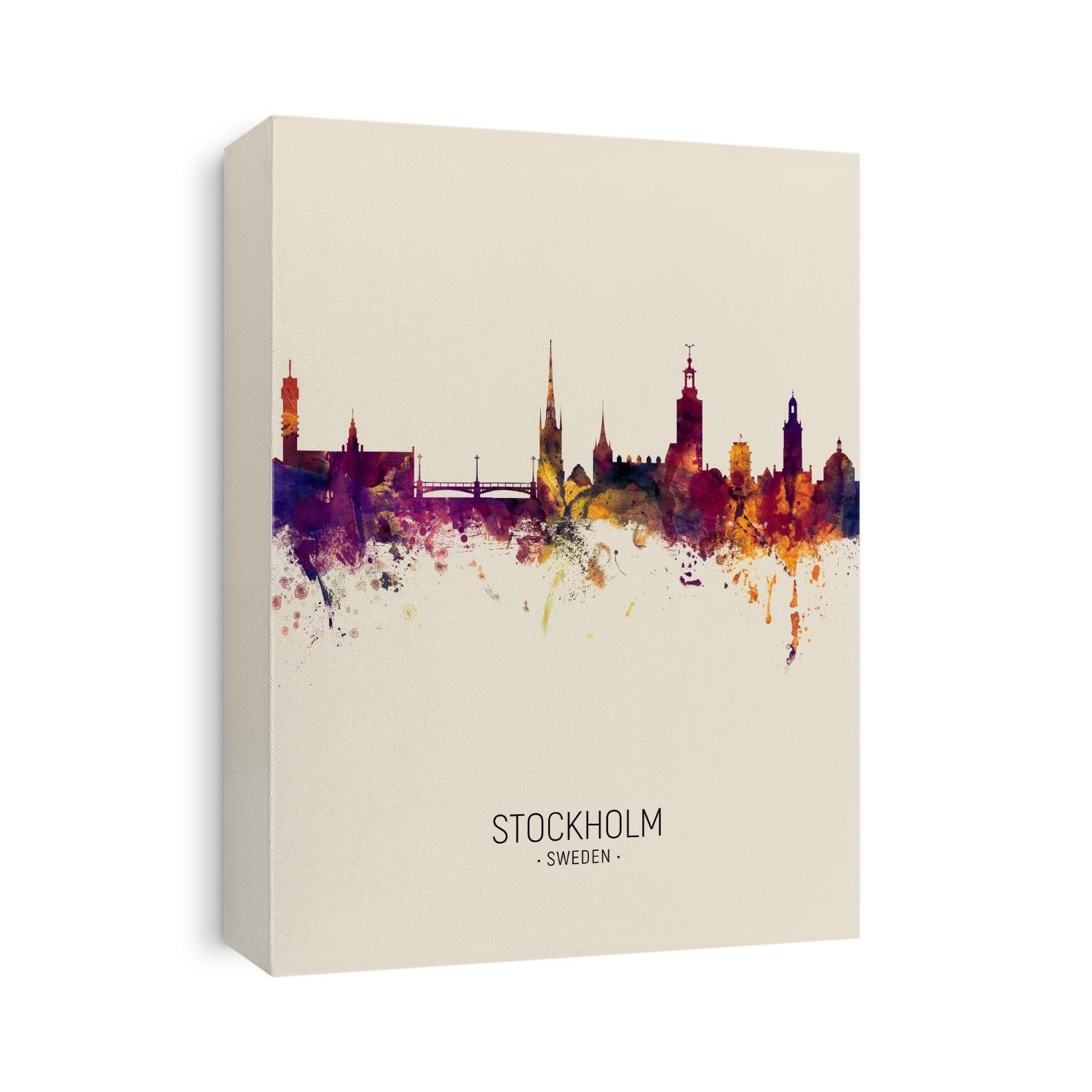 Watercolor art print of the skyline of Stockholm, Sweden (Sverige)