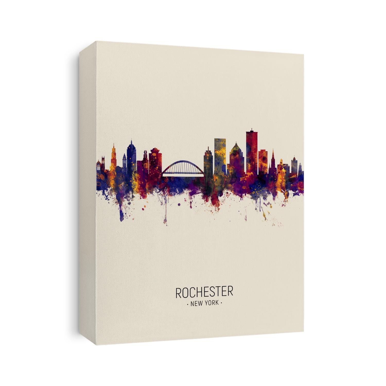 Watercolor art print of the skyline of Rochester, New York, United States