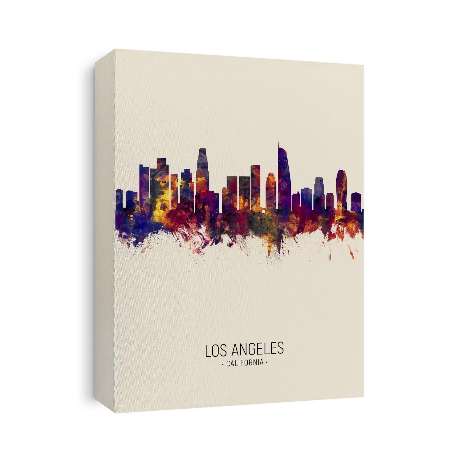 Watercolor art print of the skyline of Los Angeles, California, United States