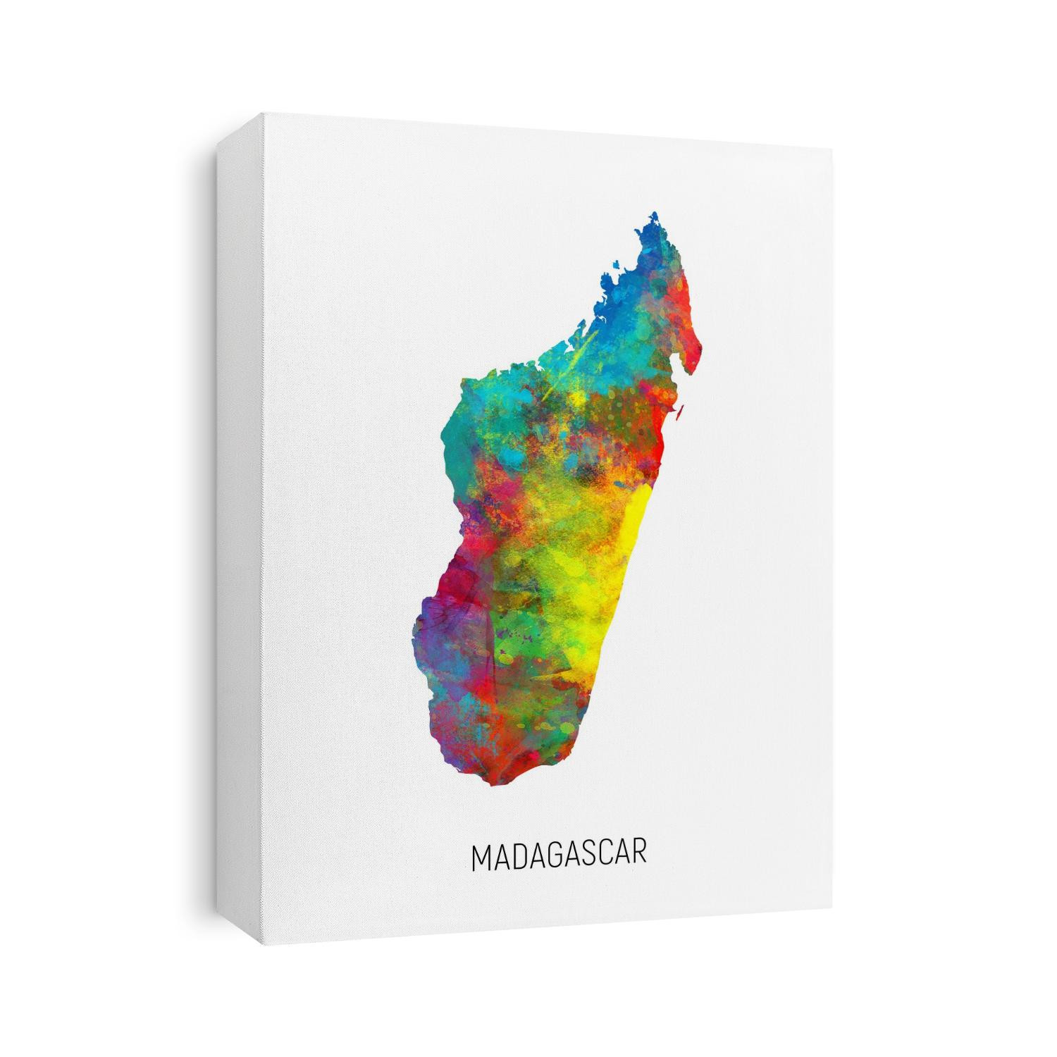 A watercolor map of Madagascar