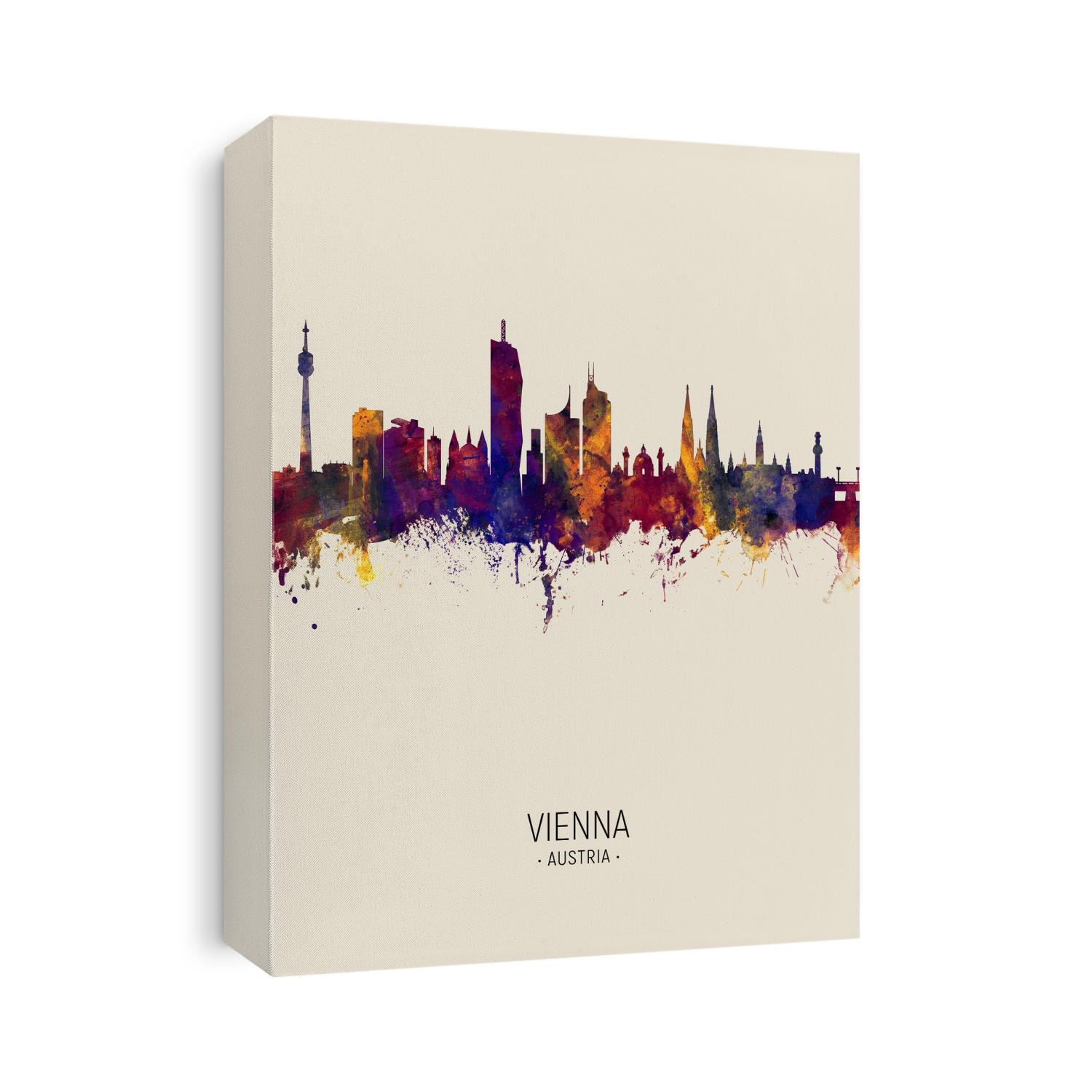 Watercolor art print of the skyline of Vienna, Austria