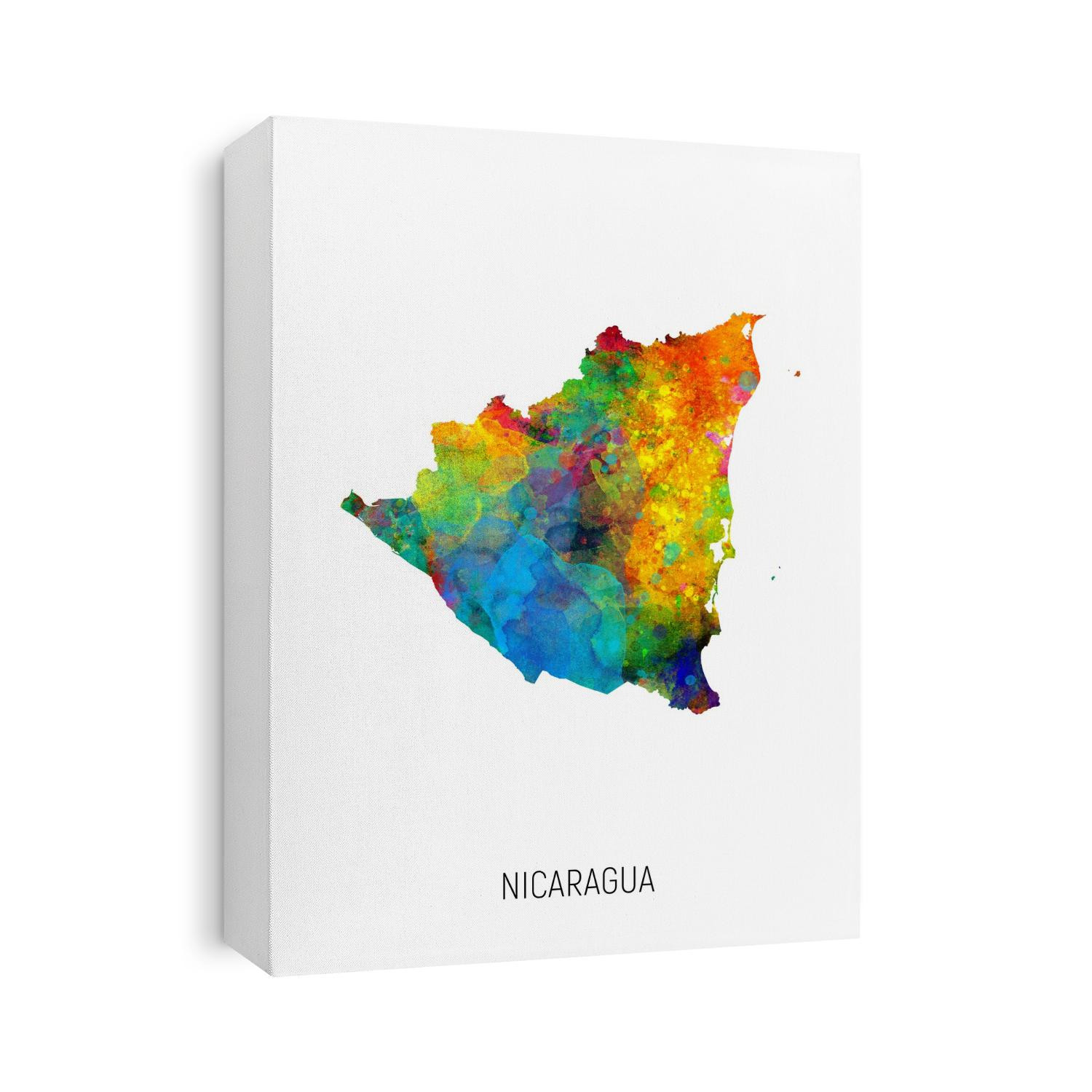 A watercolor map of Nicaragua
