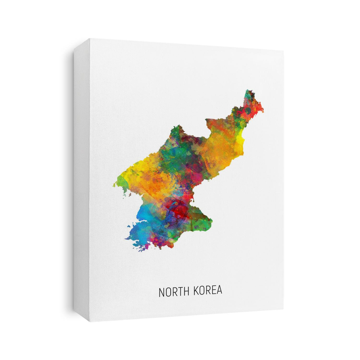 A watercolor map of North Korea