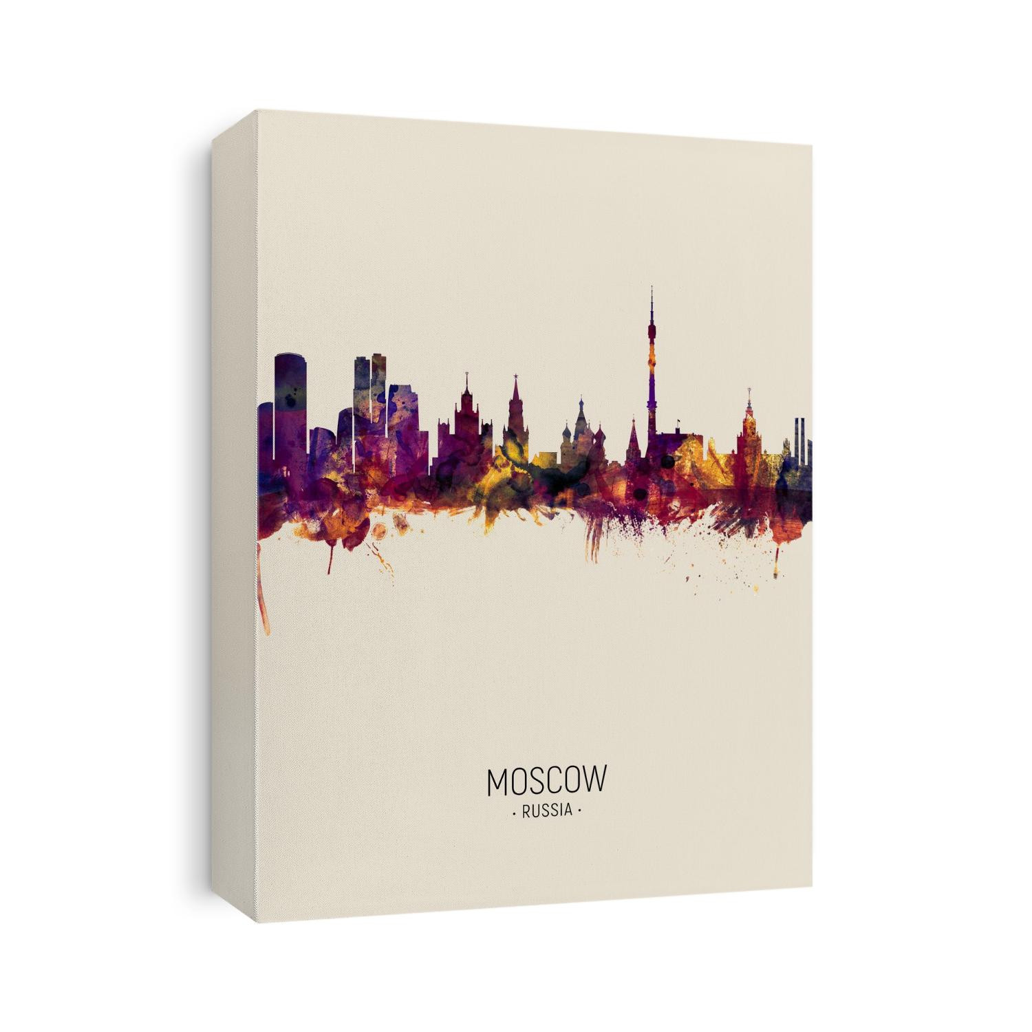 Watercolor art print of the skyline of Moscow, Russia