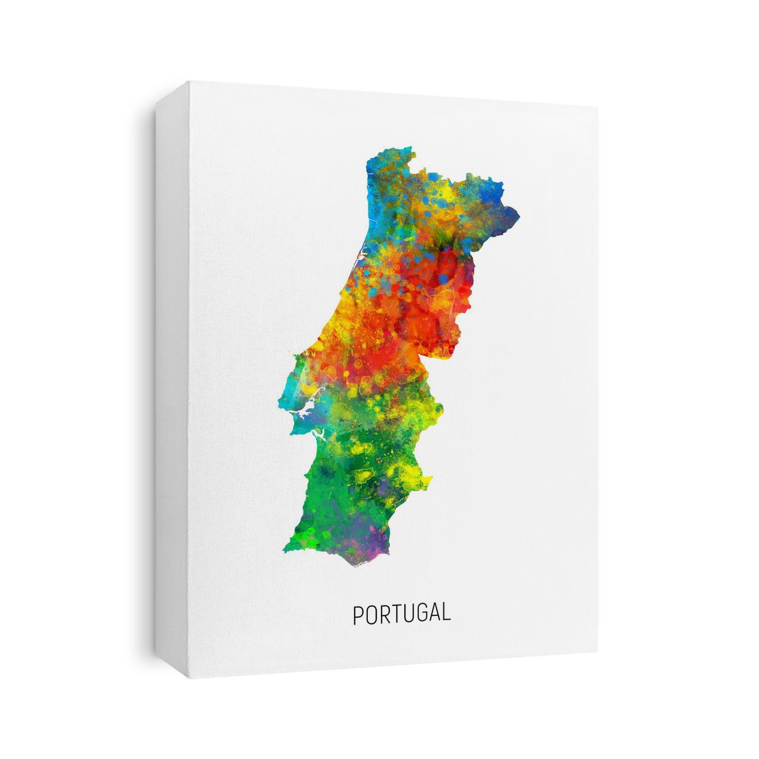 A watercolor map of Portugal