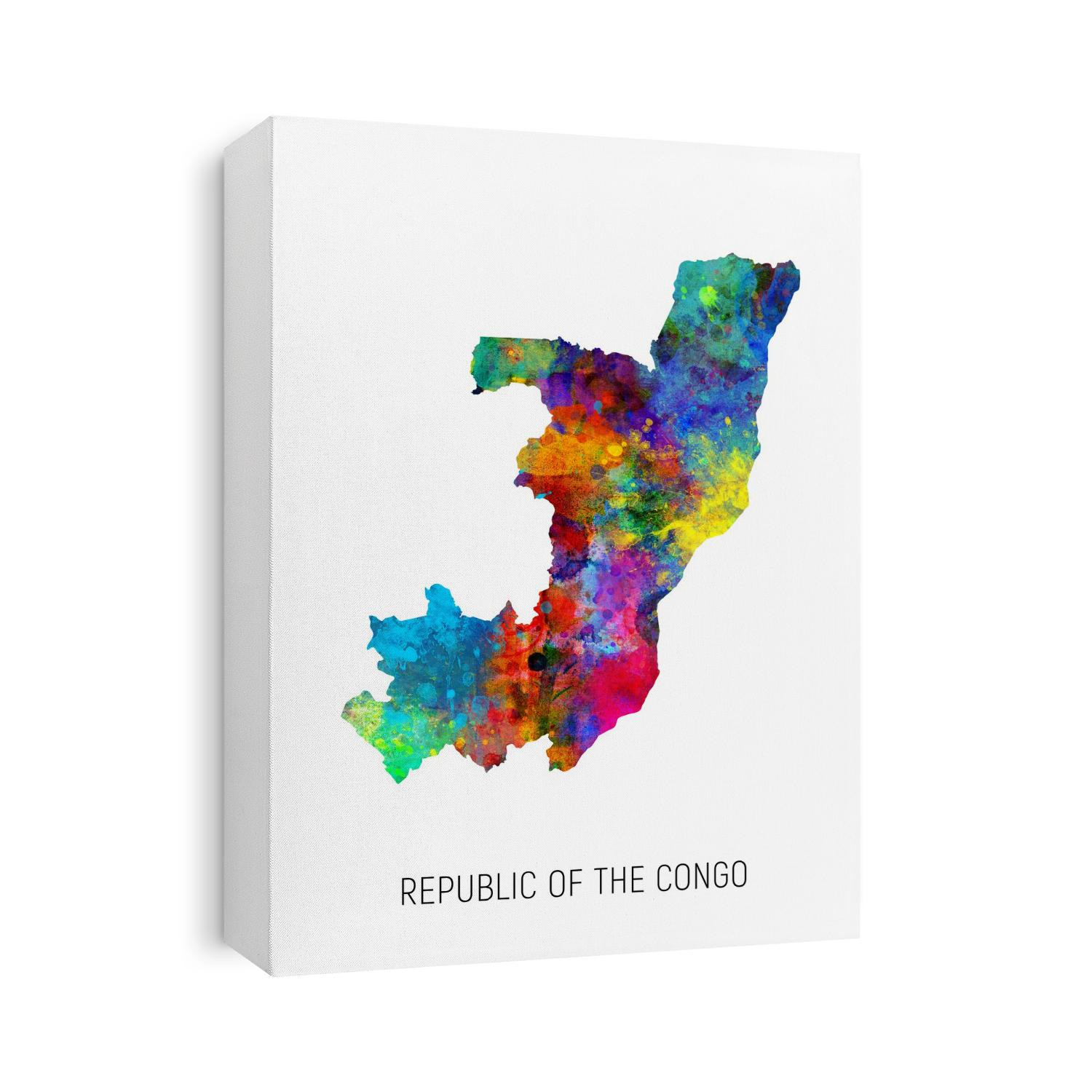 A watercolor map of Republic of the Congo
