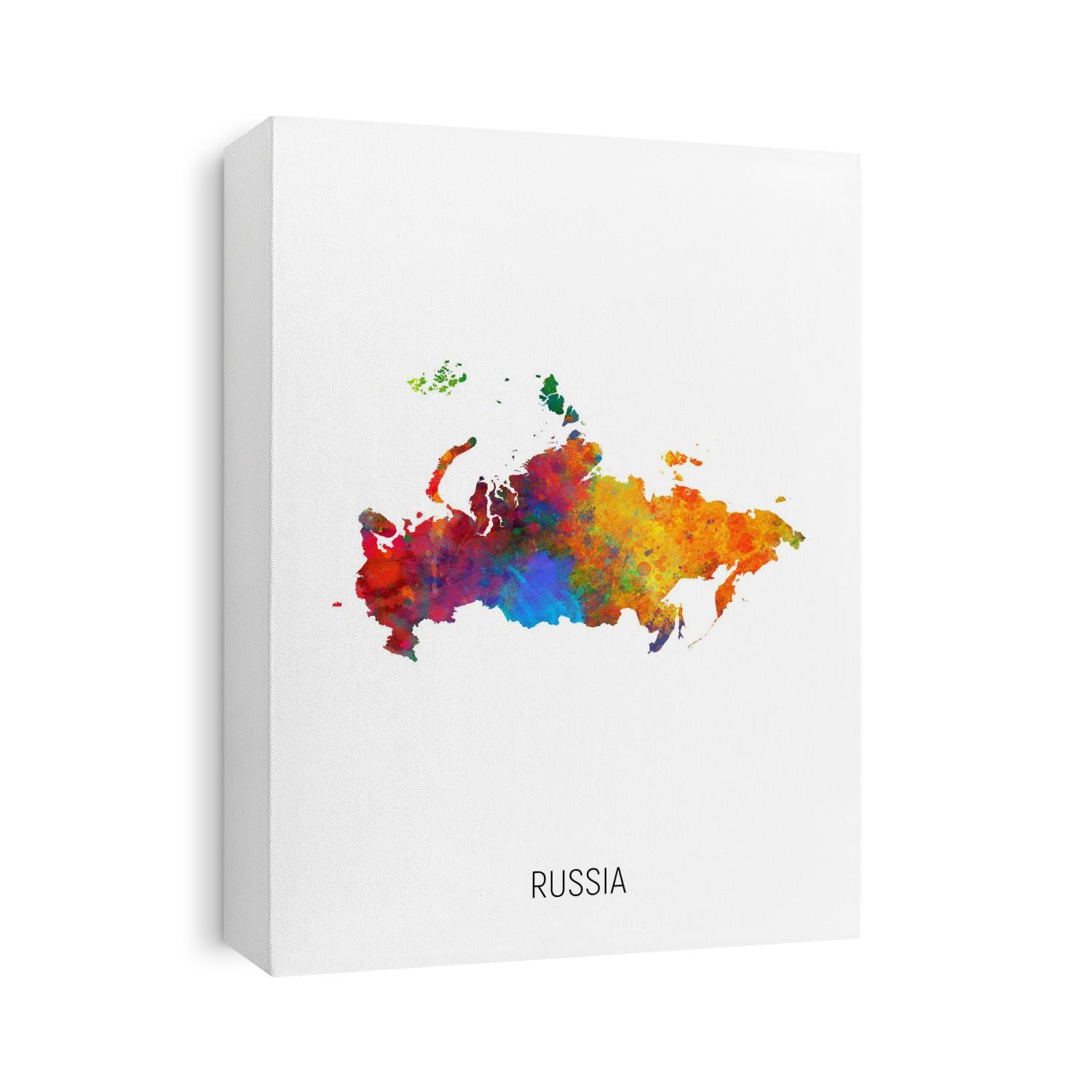 A watercolor map of Russia
