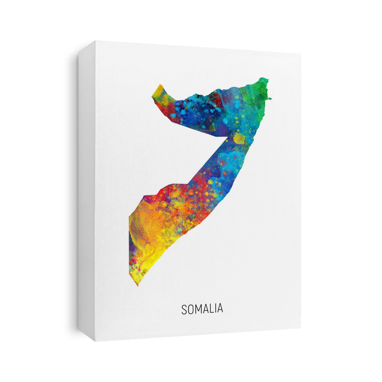 A watercolor map of Somalia