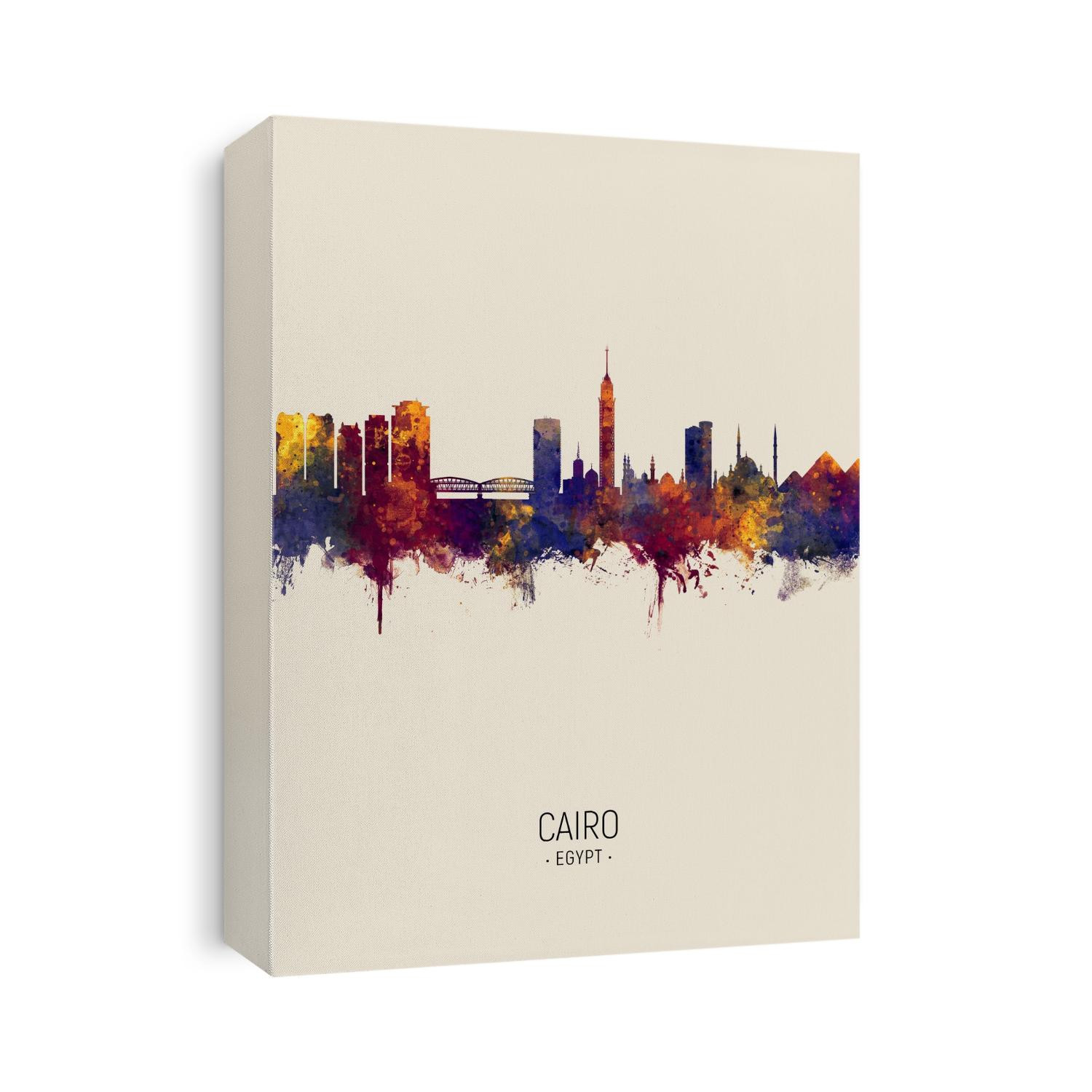 Watercolor art print of the skyline of Cairo, Egypt