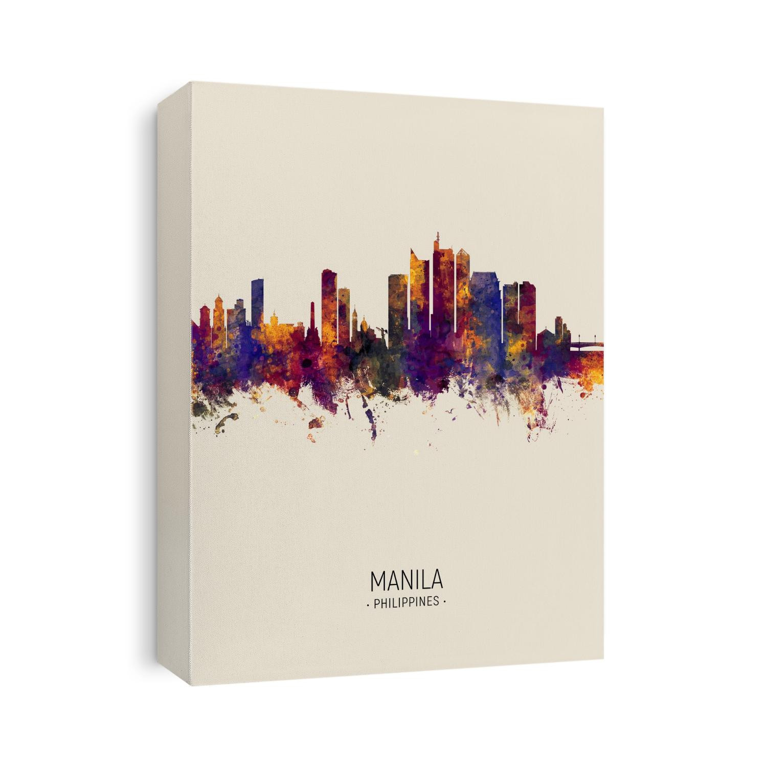 Watercolor art print of the skyline of Manila, Philippines 
