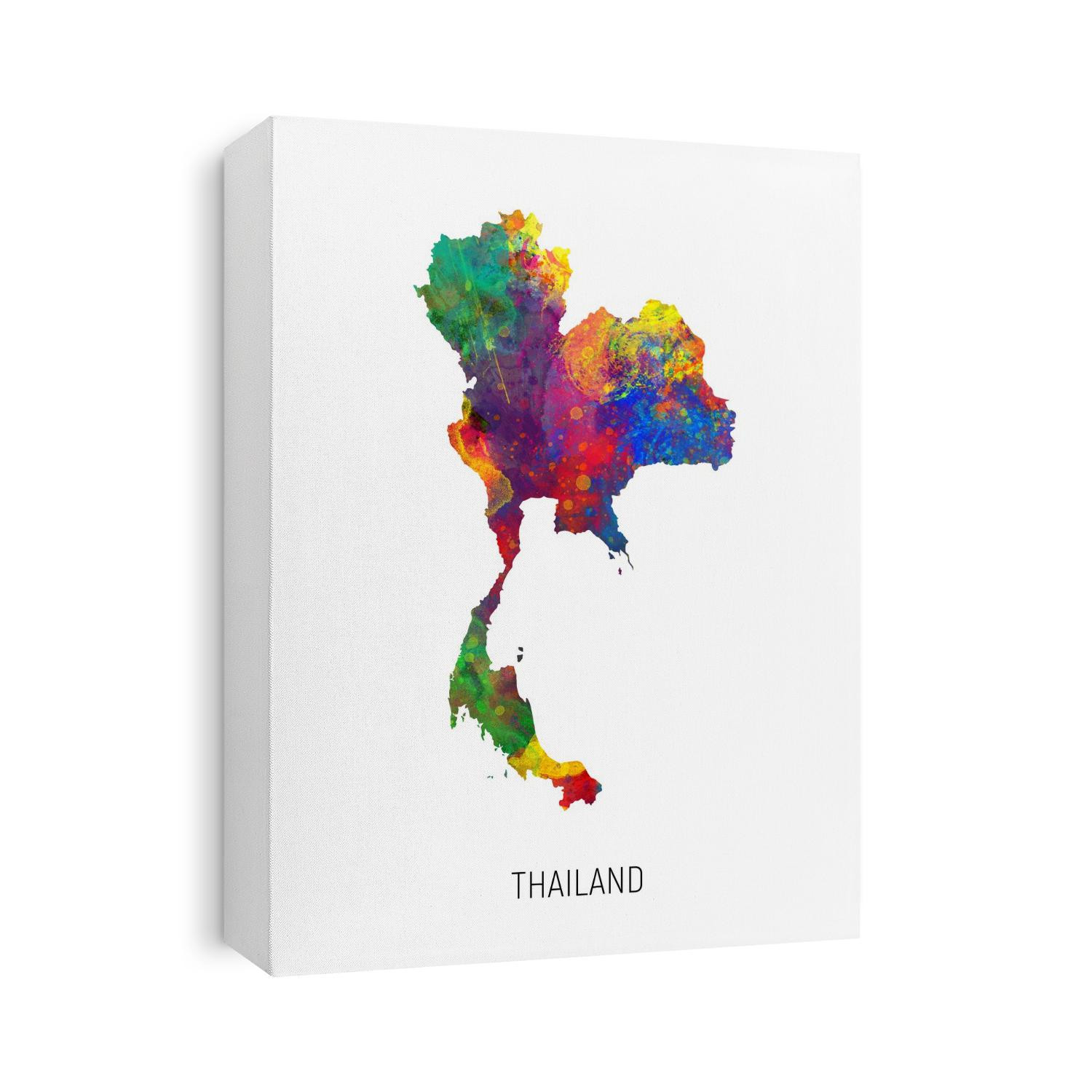 A watercolor map of Thailand