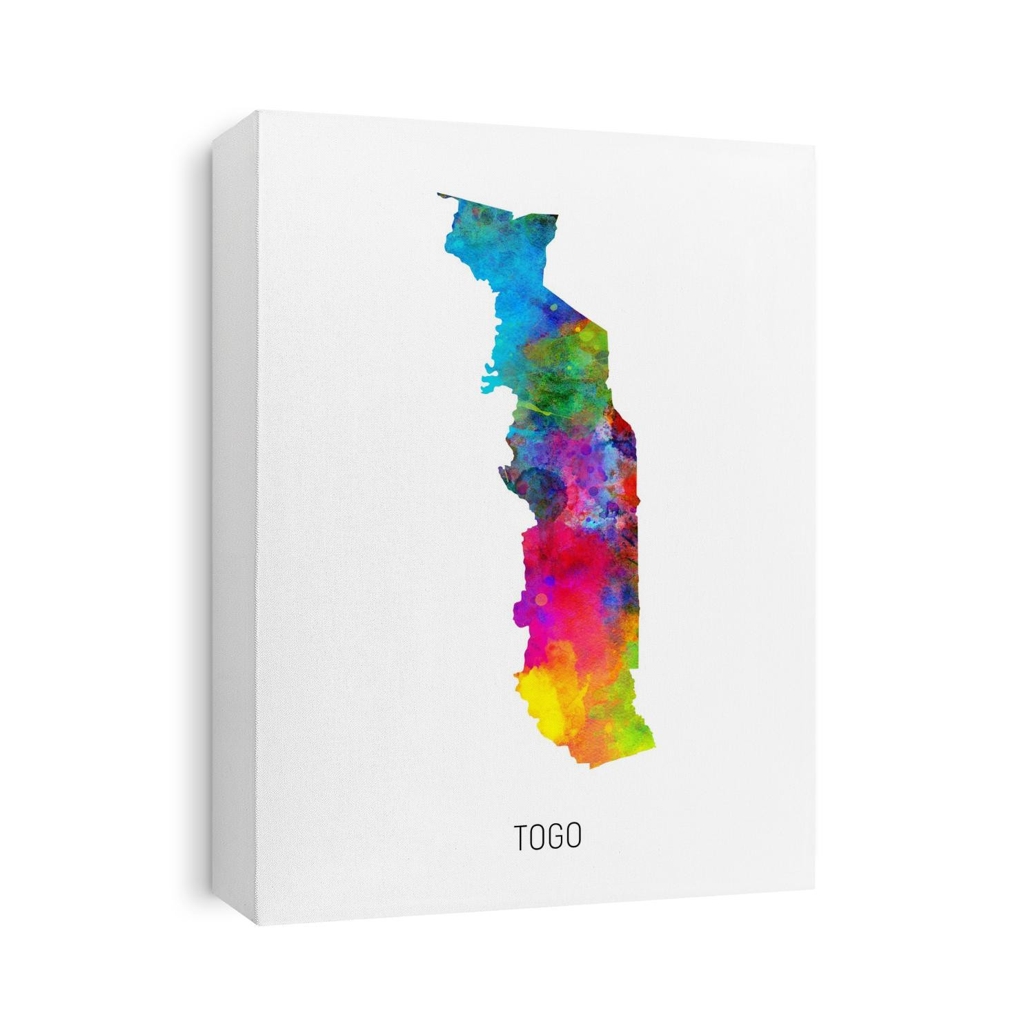 A watercolor map of Togo
