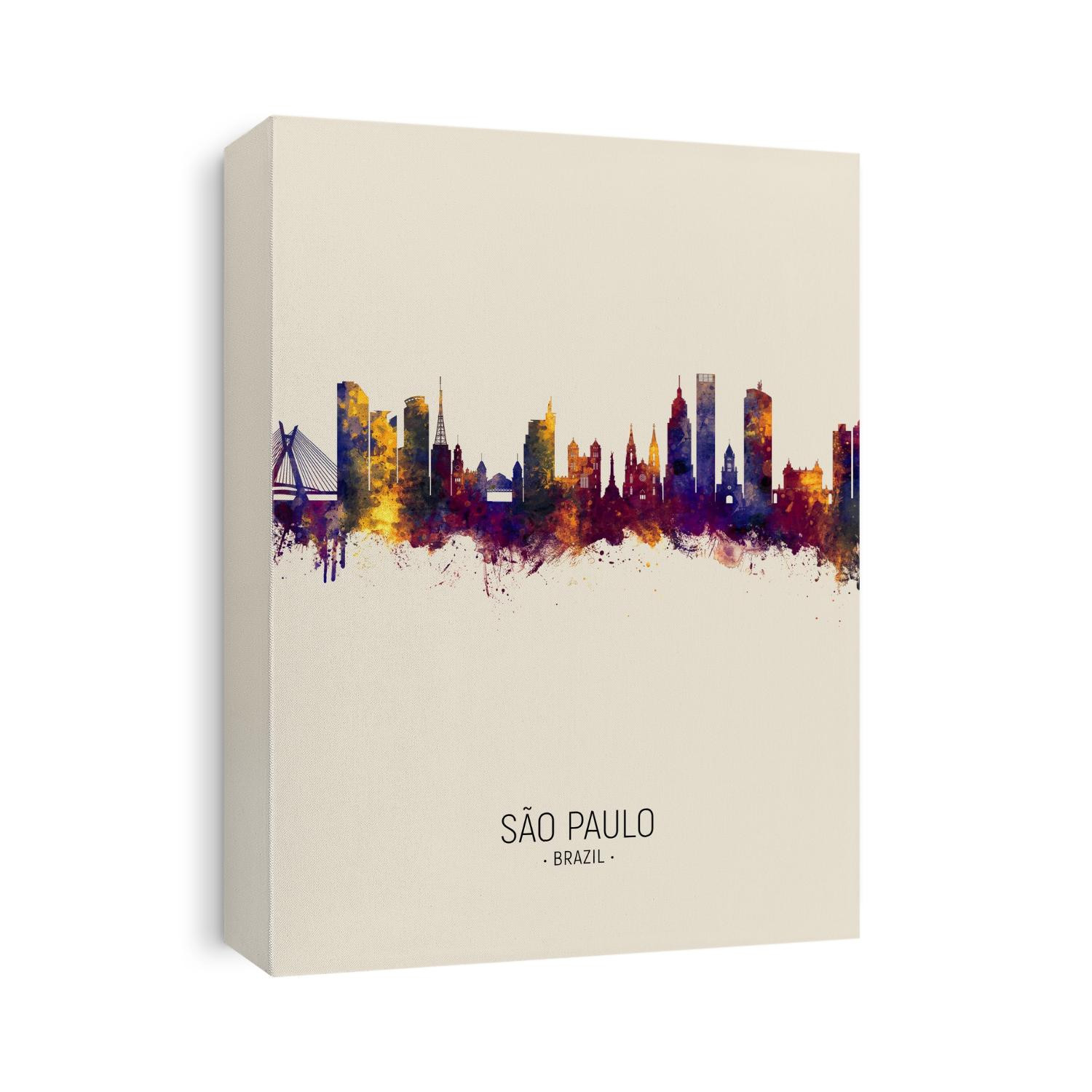 Watercolor art print of the skyline of São Paulo, Brazil