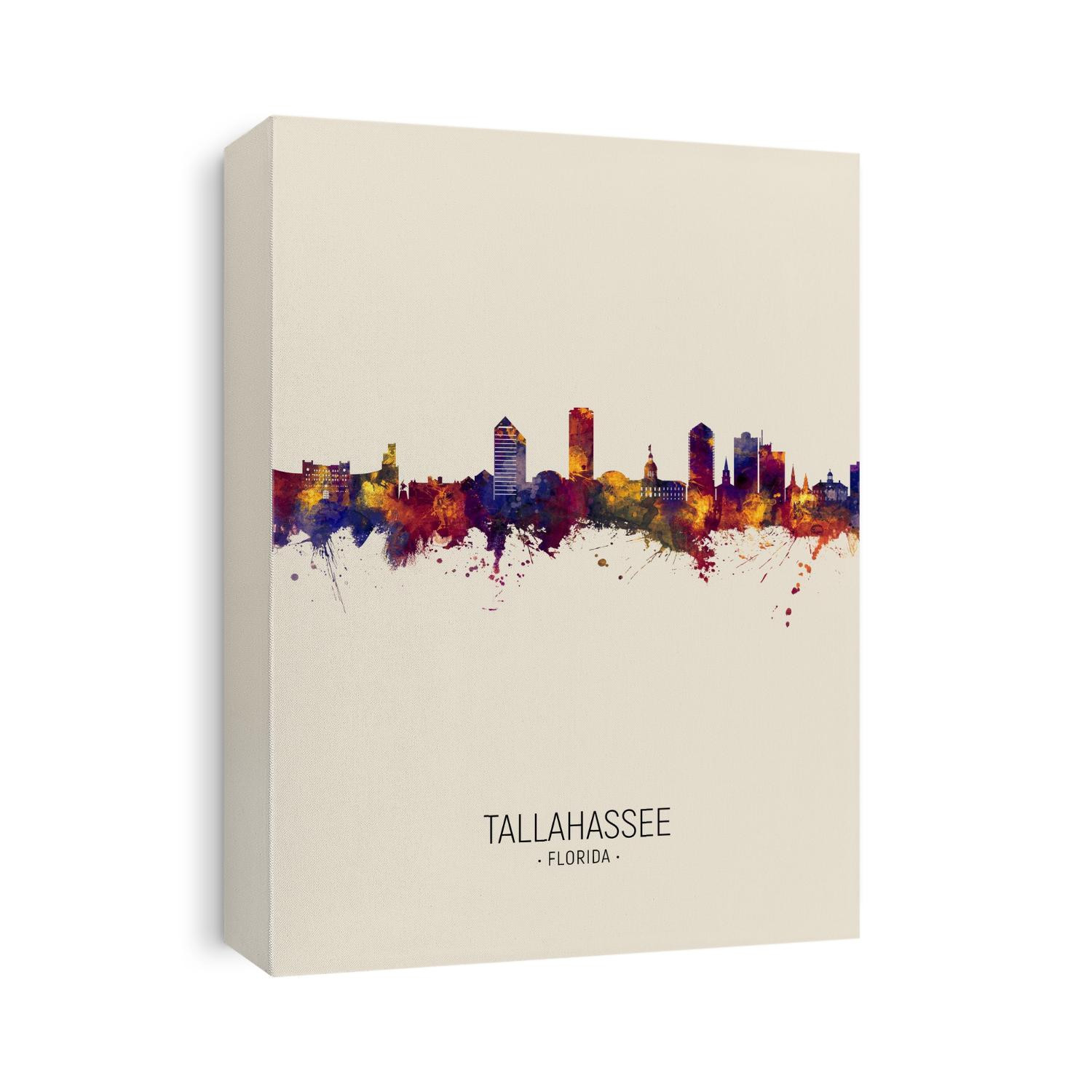 Watercolor art print of the skyline of Tallahassee, Florida, United States